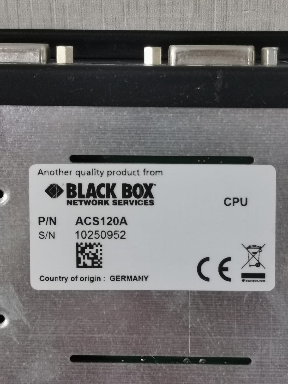 Black Box ACS120A BLACK BOX 724-746-5500 DVI-D KVM Extender Local Unit P/N ACS120A 5