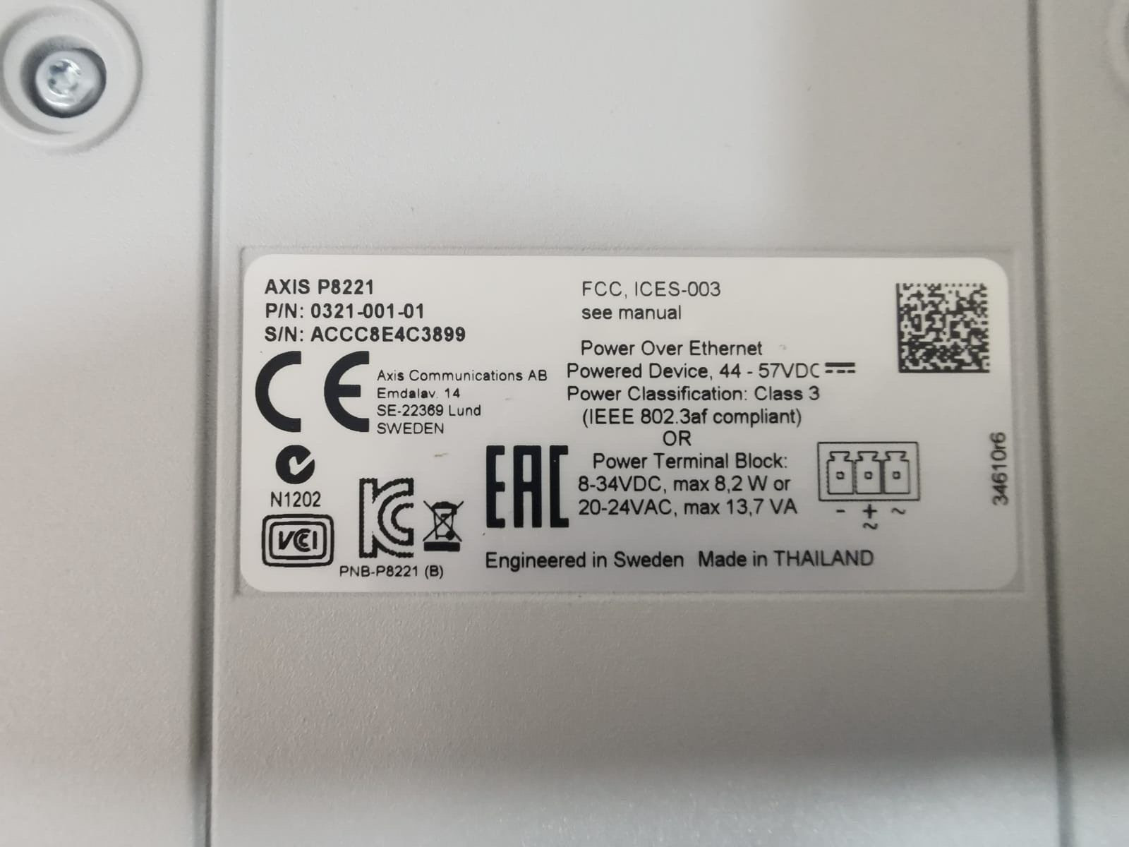 AXIS 0321-001-01 AXIS P8221 0321-001-01 NETWORK I/O MODULE 5