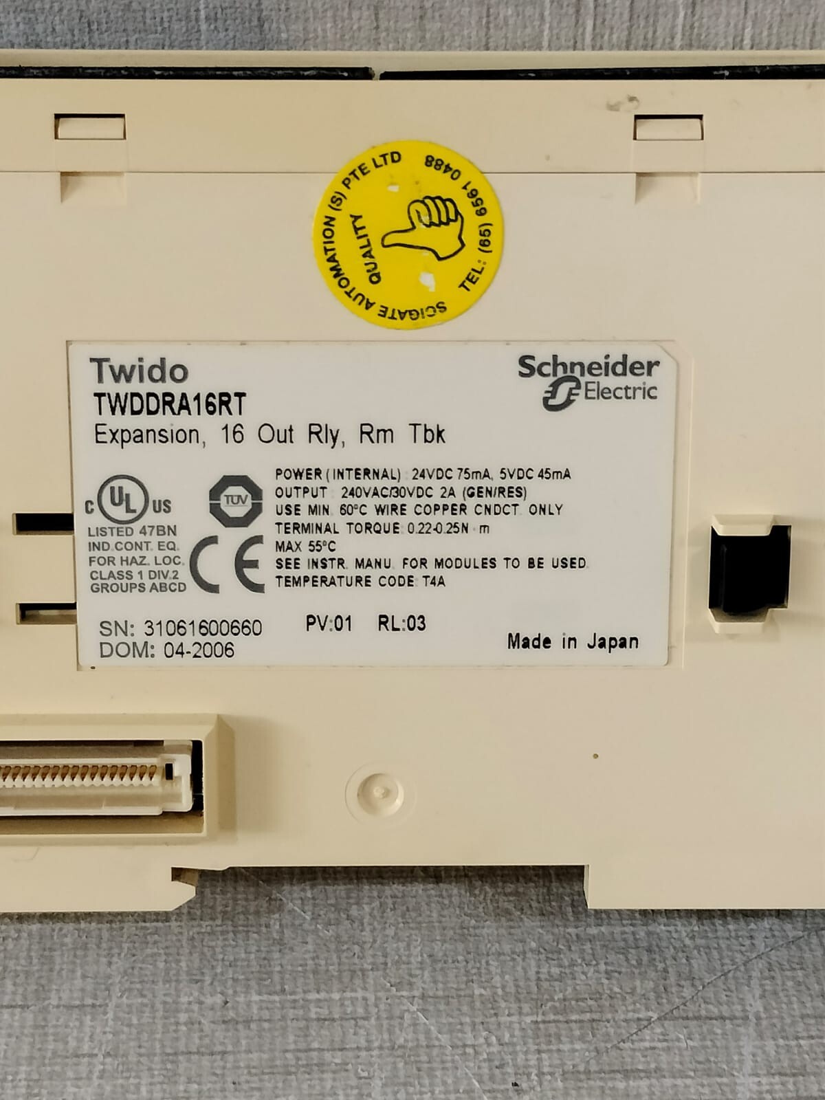 Schneider Electric TWDDRA16RT SCHNEIDER ELECTRIC Twido TWDDDI8DT DC IN / TWDDRA16RT RELAY OUT Expansion Module 8
