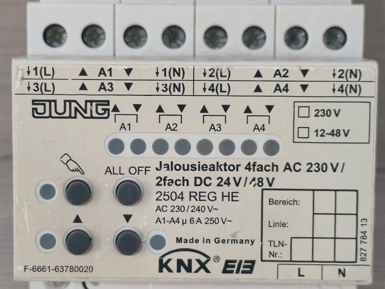 Jung 2504 REG HE JUNG 2504 REG HE SHUTTER ACTUATOR 4-FOLD AC 230 3