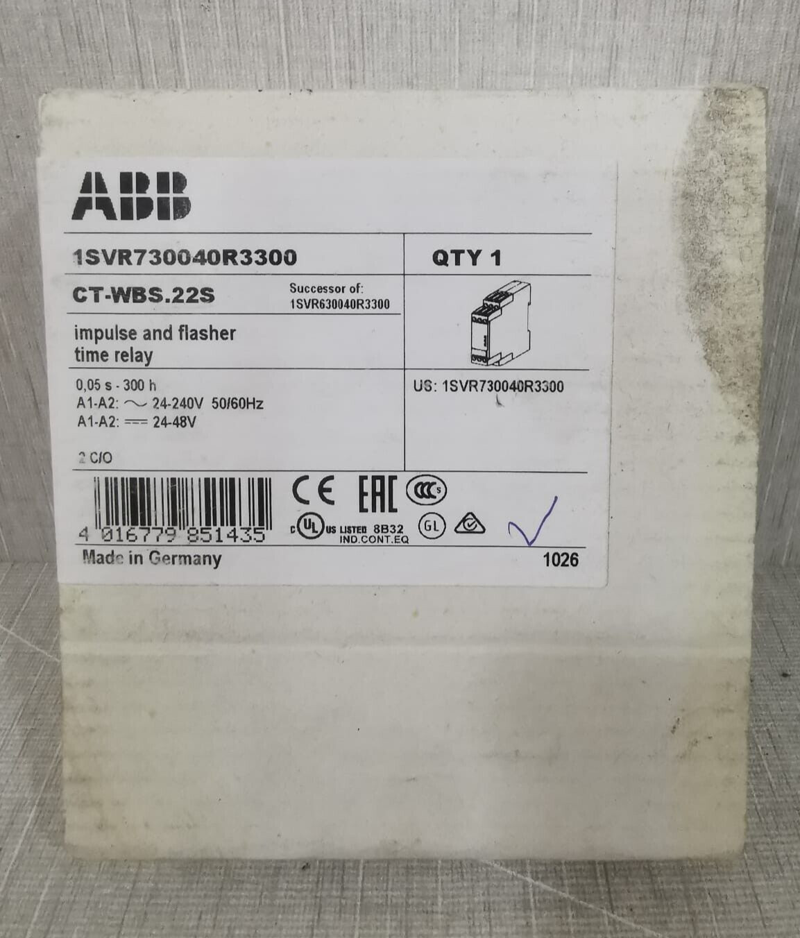 ABB 1SVR730040R3300 ABB CT-WBS.22S TIME RELAY 1SVR730040R3300 2