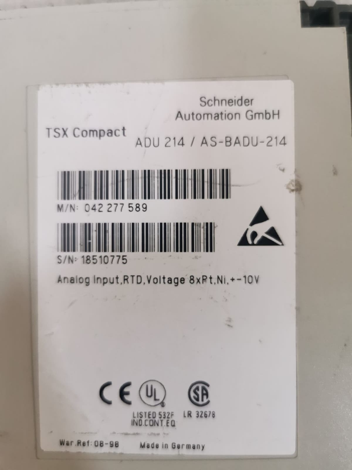 Schneider ADU 214/AS-BADU-214 Schneider TSX Compact ADU 214/AS-BADU-214 3