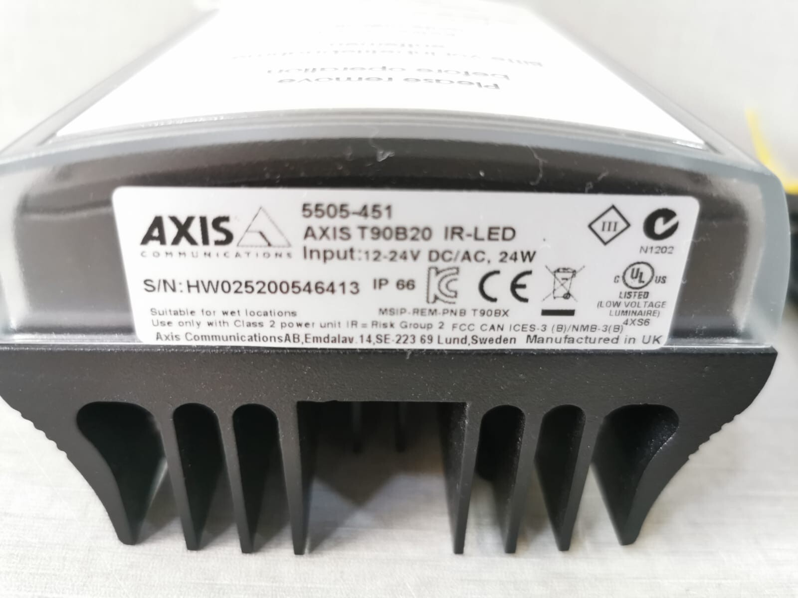AXIS 5505-451 AXIS T90B20 IR- LED Illuminator 5505-451 12-24V DC/AC 24W 6
