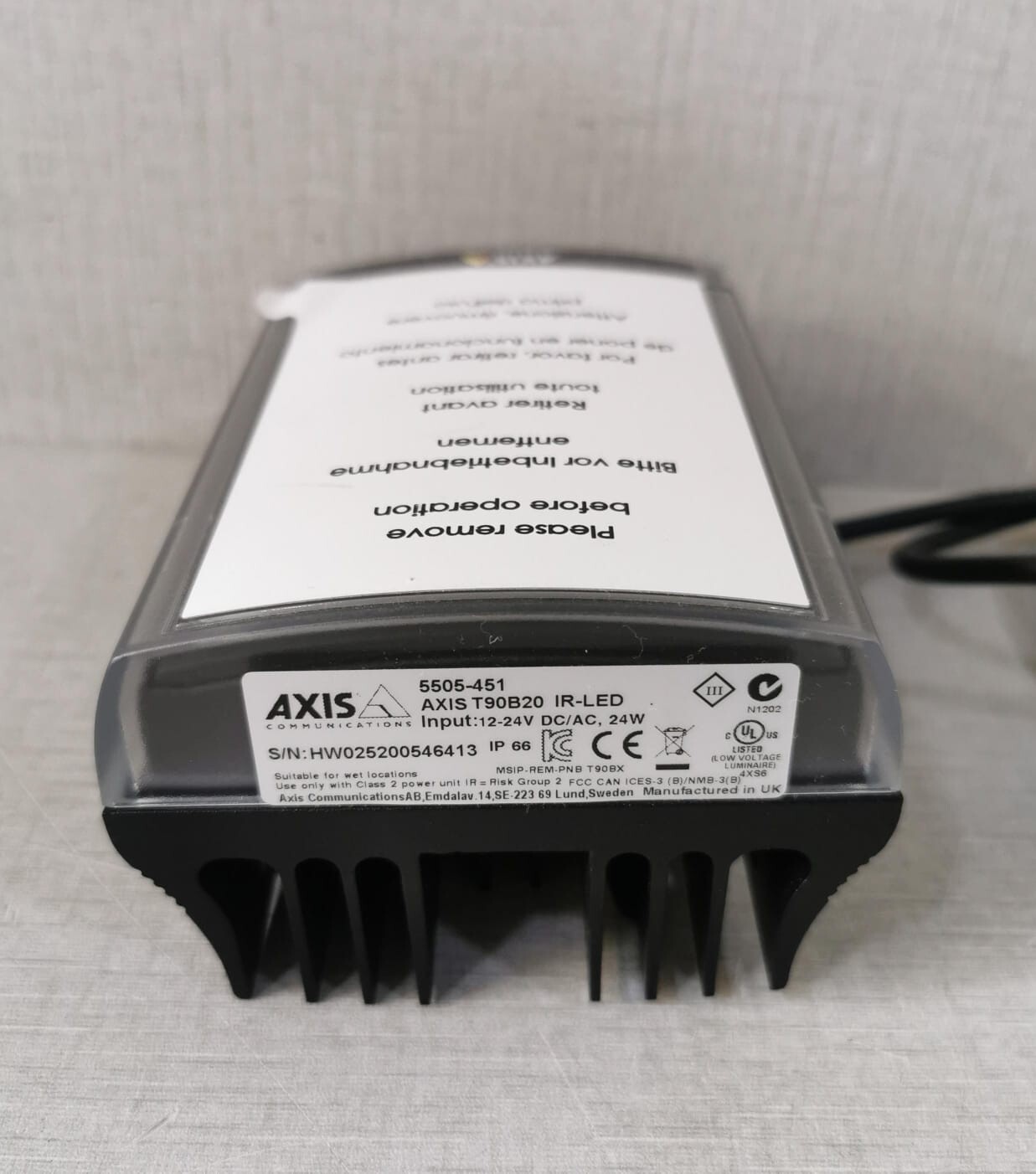 AXIS 5505-451 AXIS T90B20 IR- LED Illuminator 5505-451 12-24V DC/AC 24W 7