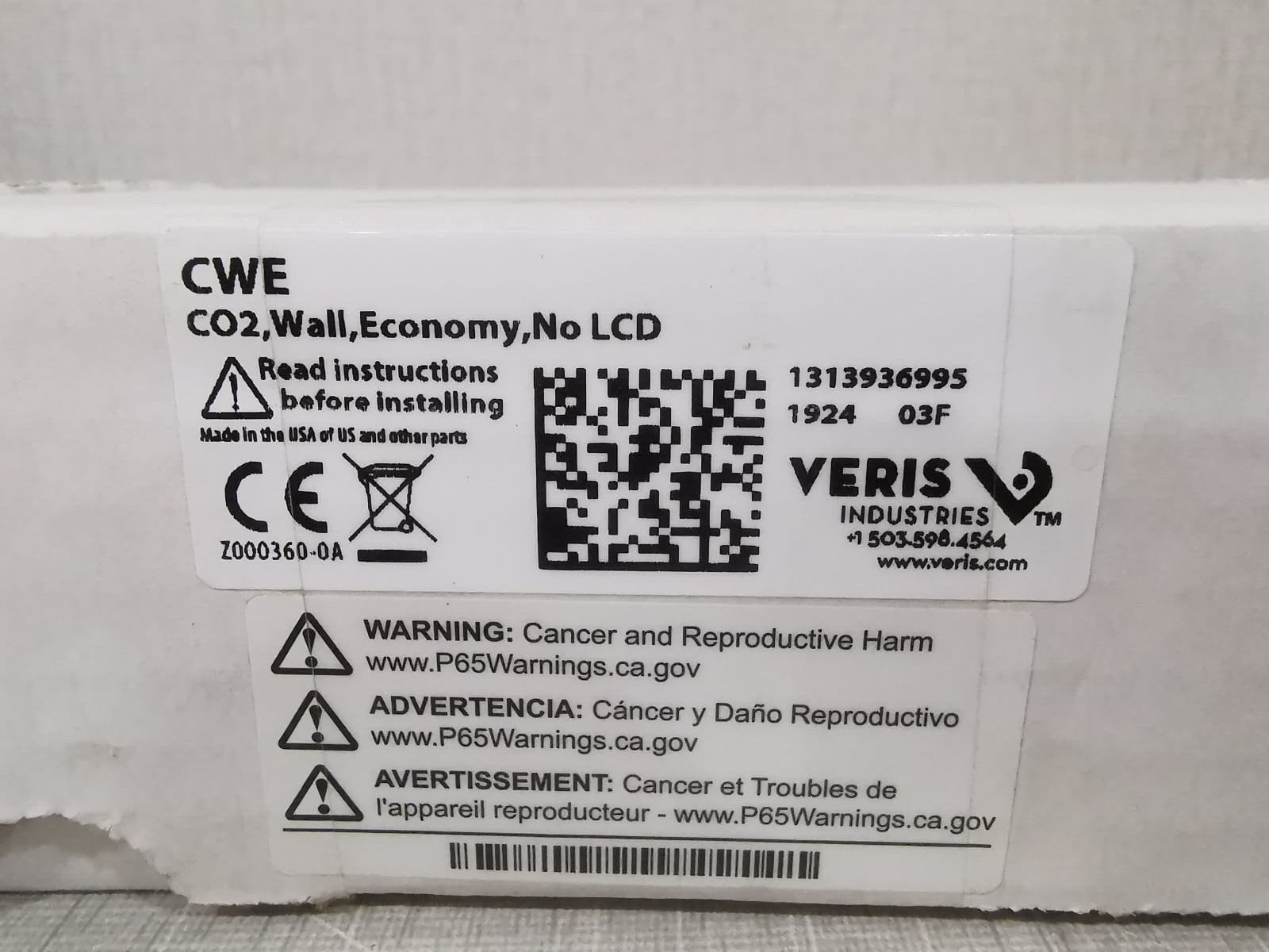 Veris CWE Veris CO2 Sensor CW Series Wall Mounted CO2 Sensor CWE 3