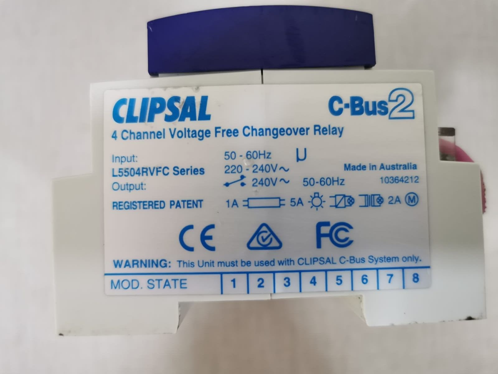 clipsal L5504RVFC Clipsal L5504RVFC 4 Channel Voltage Free Changeover Relay C-Bus2 2