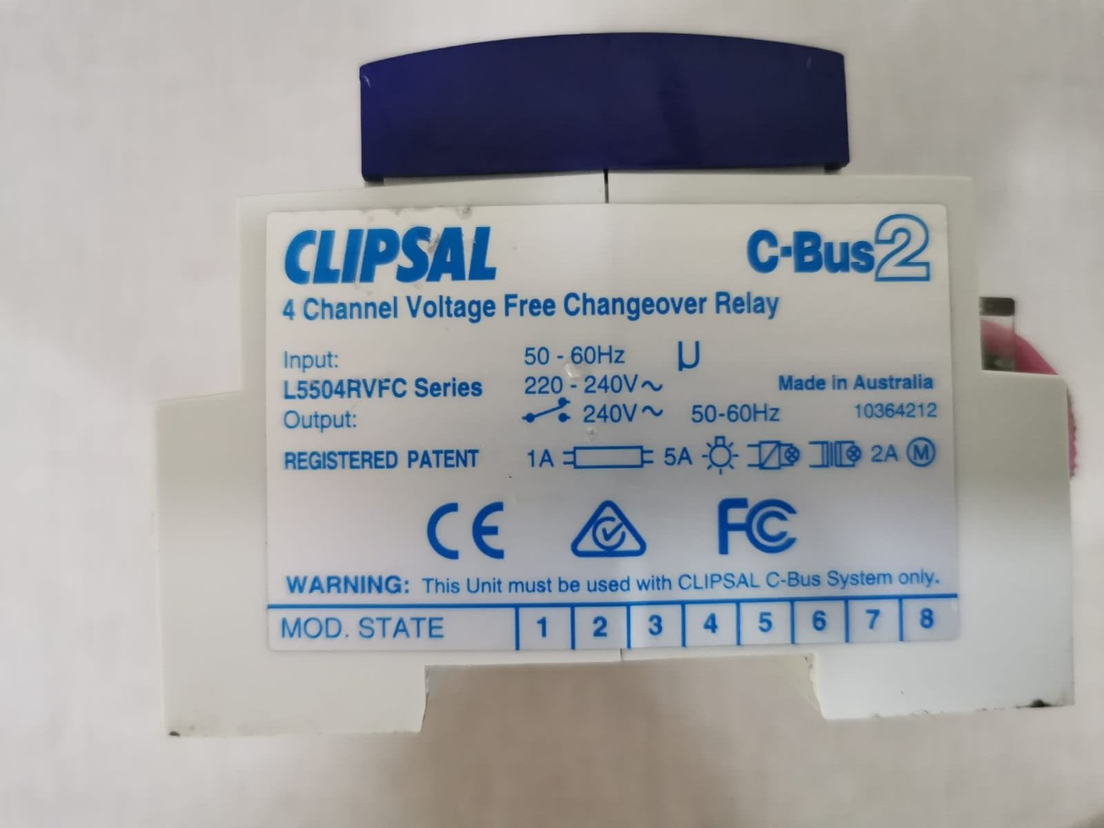 clipsal L5504RVFC Clipsal L5504RVFC 4 Channel Voltage Free Changeover Relay C-Bus2 3