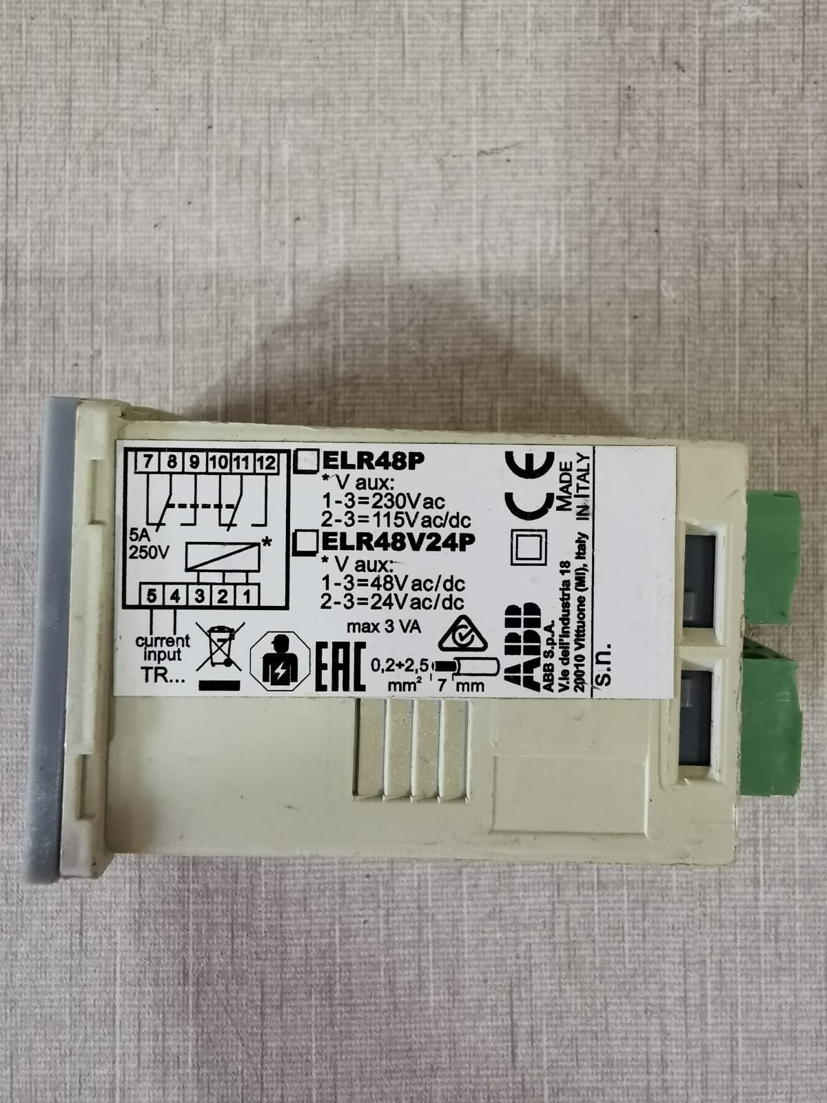 ABB ELR48P ABB ELR48P RESIDUAL CURRENT MONITOR 3