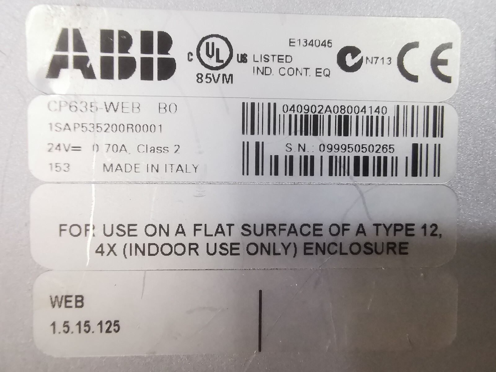ABB CP635-WEB ABB CP635-WEB BO Control Panel 1SAP535200R0001 2