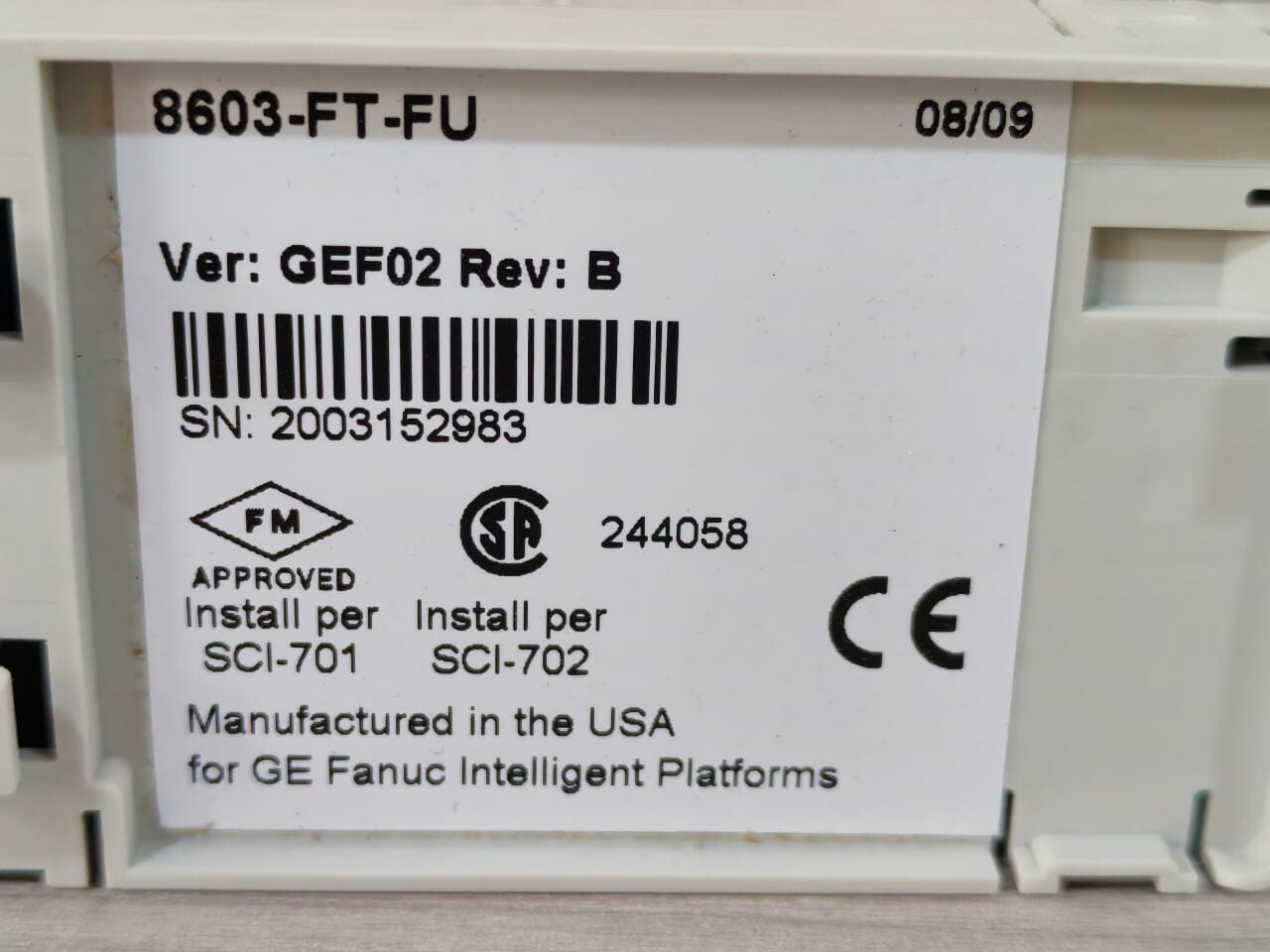 GE FANUC-8603 GE FANUC 8603-FT-FU VER.GEF02 REV.B FIELD TERMINAL 8