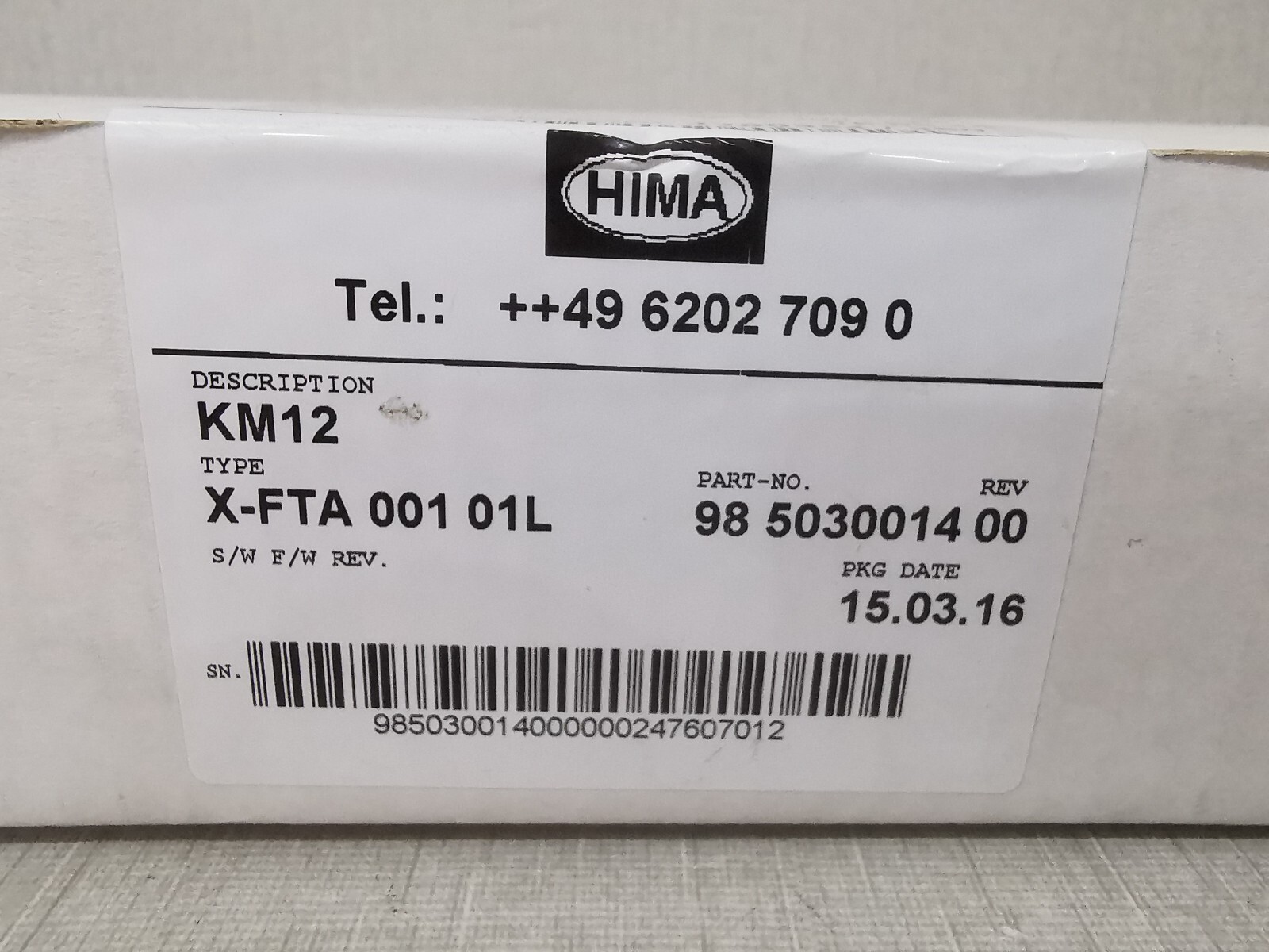 HIMA FTA-001 HIMA KM12 MOSULE X-FTA 001 01L 98503001400 REV.00 4