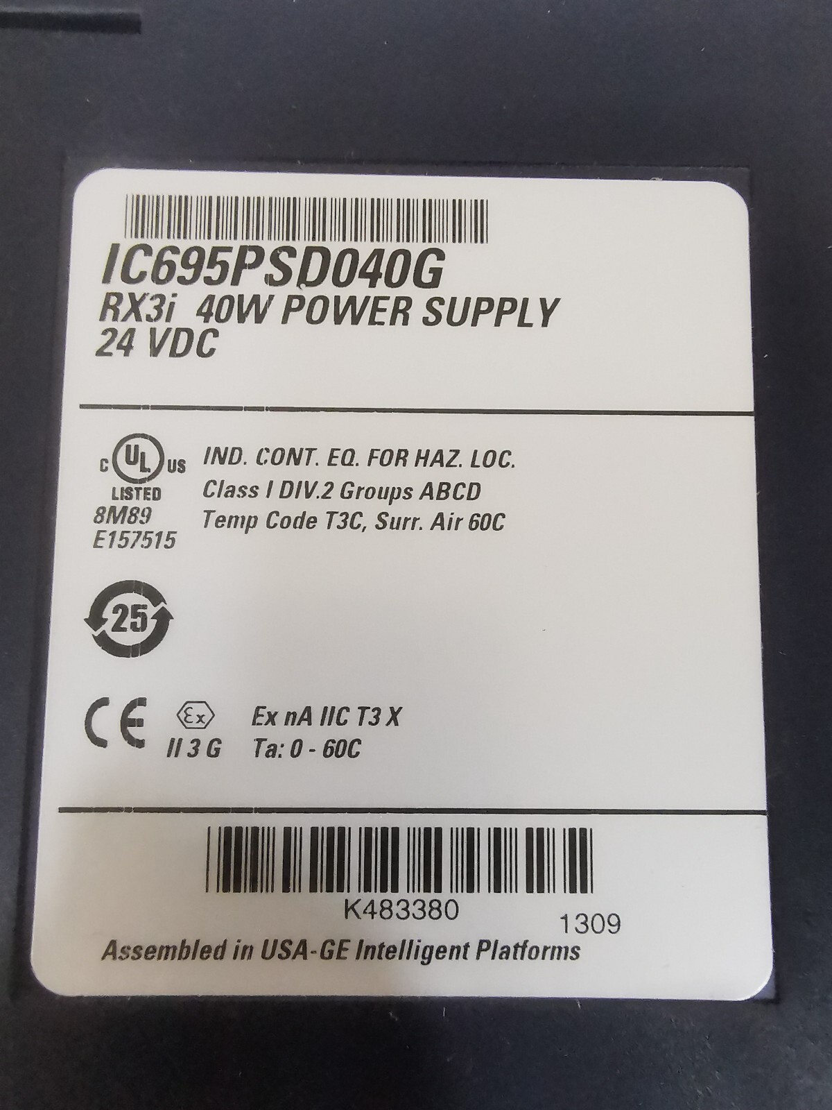 GE IC695PSD040G GE IC695PSD040G RX3i 40W Power Supply 24 VDC 3