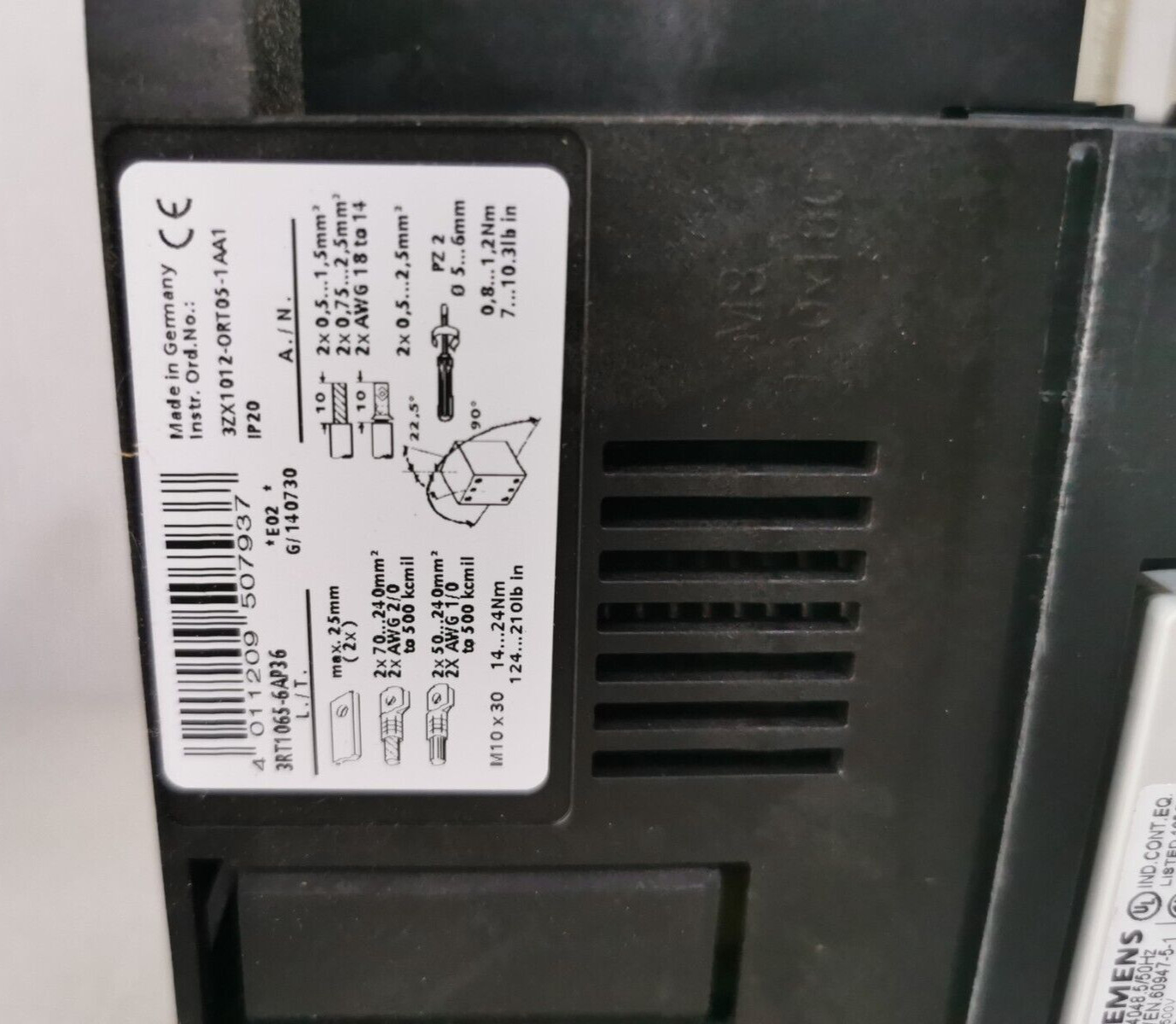 Siemens 3RH1921-1DA11-ZX90 SIEMENS SIRIUS 3RT1065-6.6 3RH1921-1DA11-ZX90 CONTACTOR 6