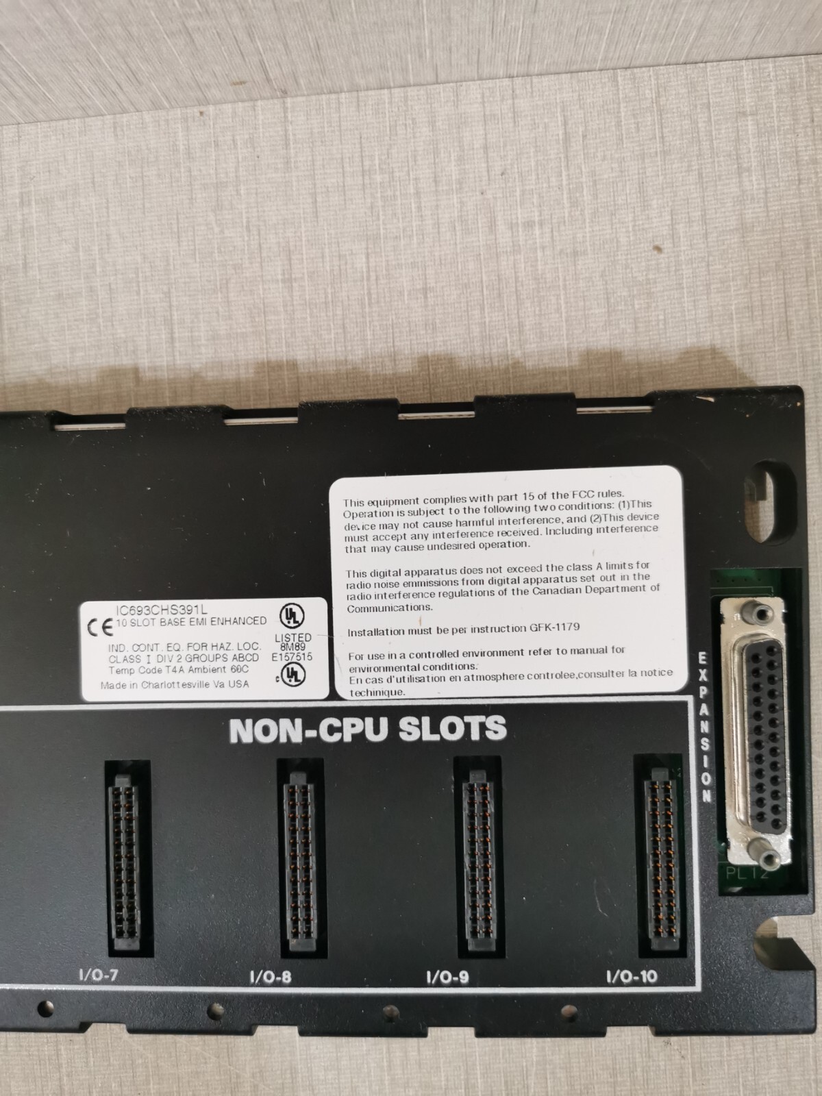 GE IC693CHS391L GE FANUC IC693CHS391L NON-CPU SLOTS PROGRAMMABLE 5