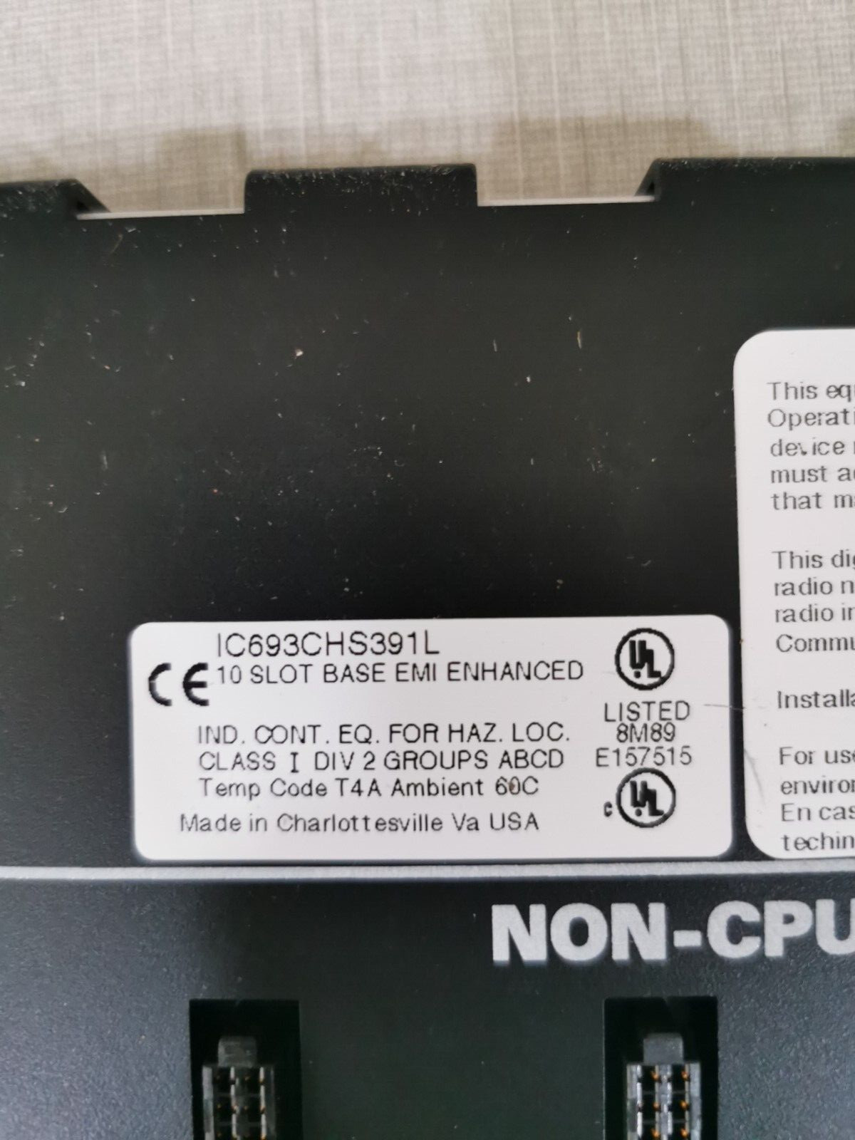 GE IC693CHS391L GE FANUC IC693CHS391L NON-CPU SLOTS PROGRAMMABLE 6