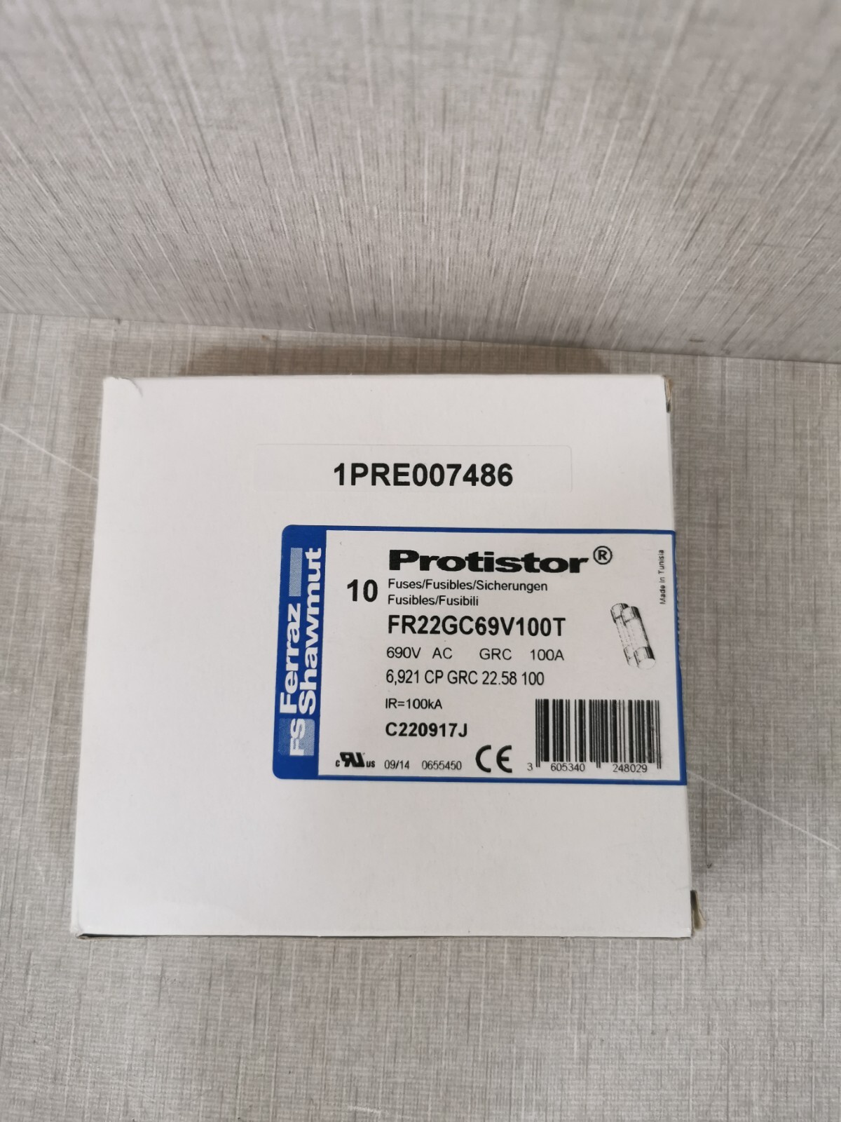 Ferraz Shawmut FR22GC69V100T Ferraz Shawmut Protistor FR22GC69V100T Fuse( 1box=10pcs) 2