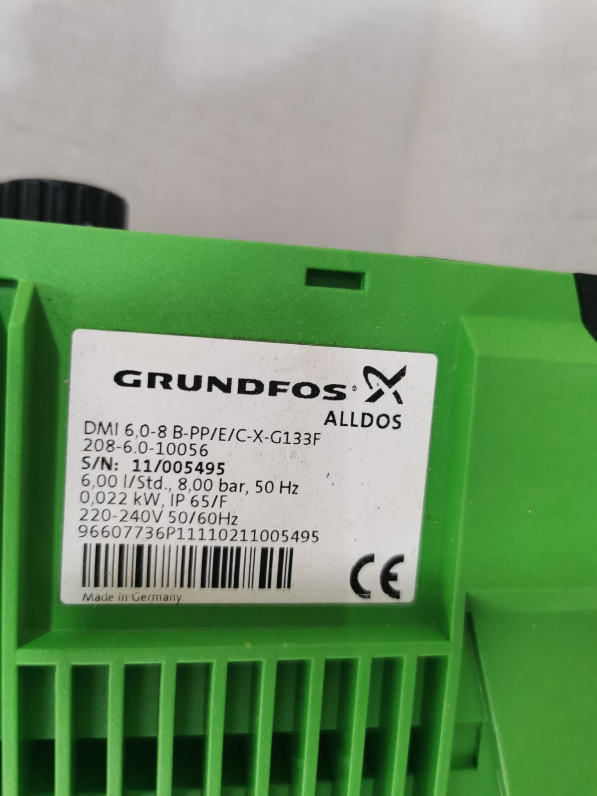 Grundfos DMI 6.0-8 B-PP/E/C-X-G133F GRUNDFOS ALLDOS DMI 6,0-8 B-PP/E/C-X-G133F DIGITAL PUMP 6