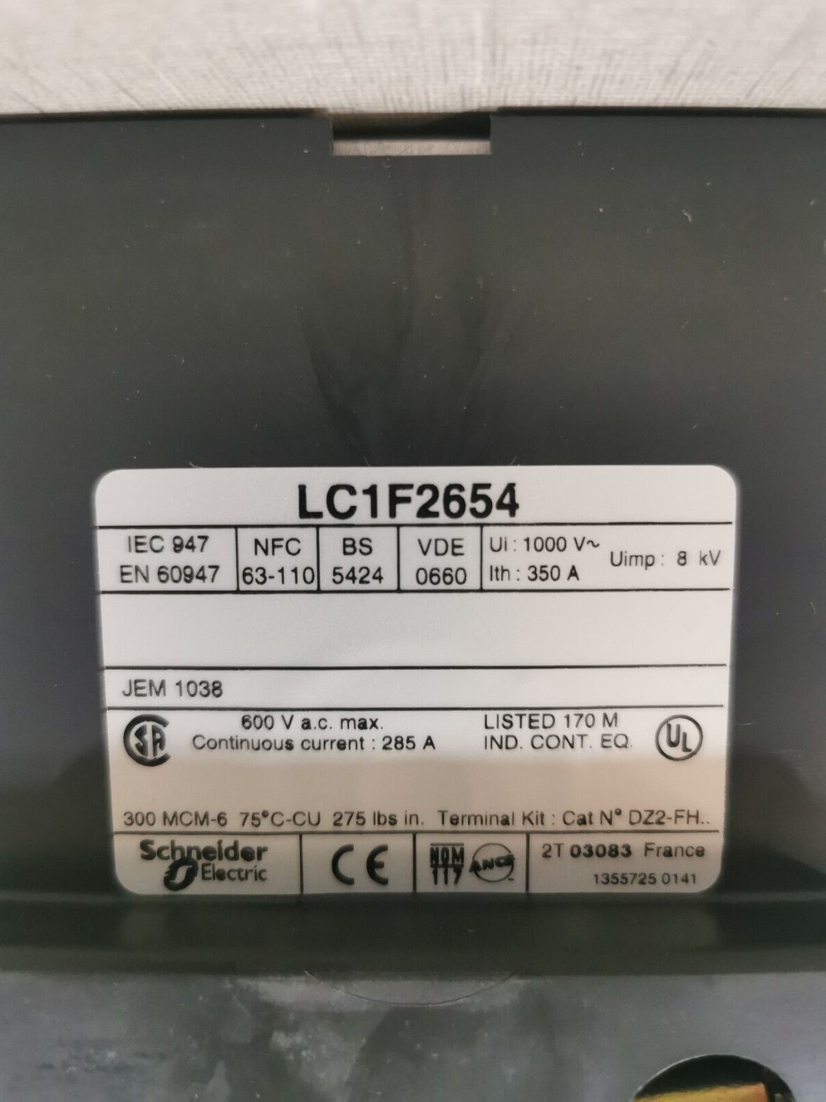 Telemecanique LC1 F2654 Telemecanique LC1 F2654 Contactor 9