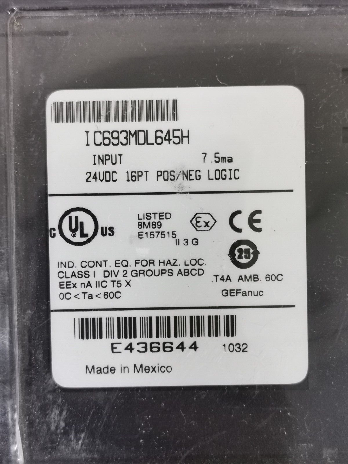 GE Fanuc IC693MDL645H GE FANUC IC693MDL645H INPUT 3