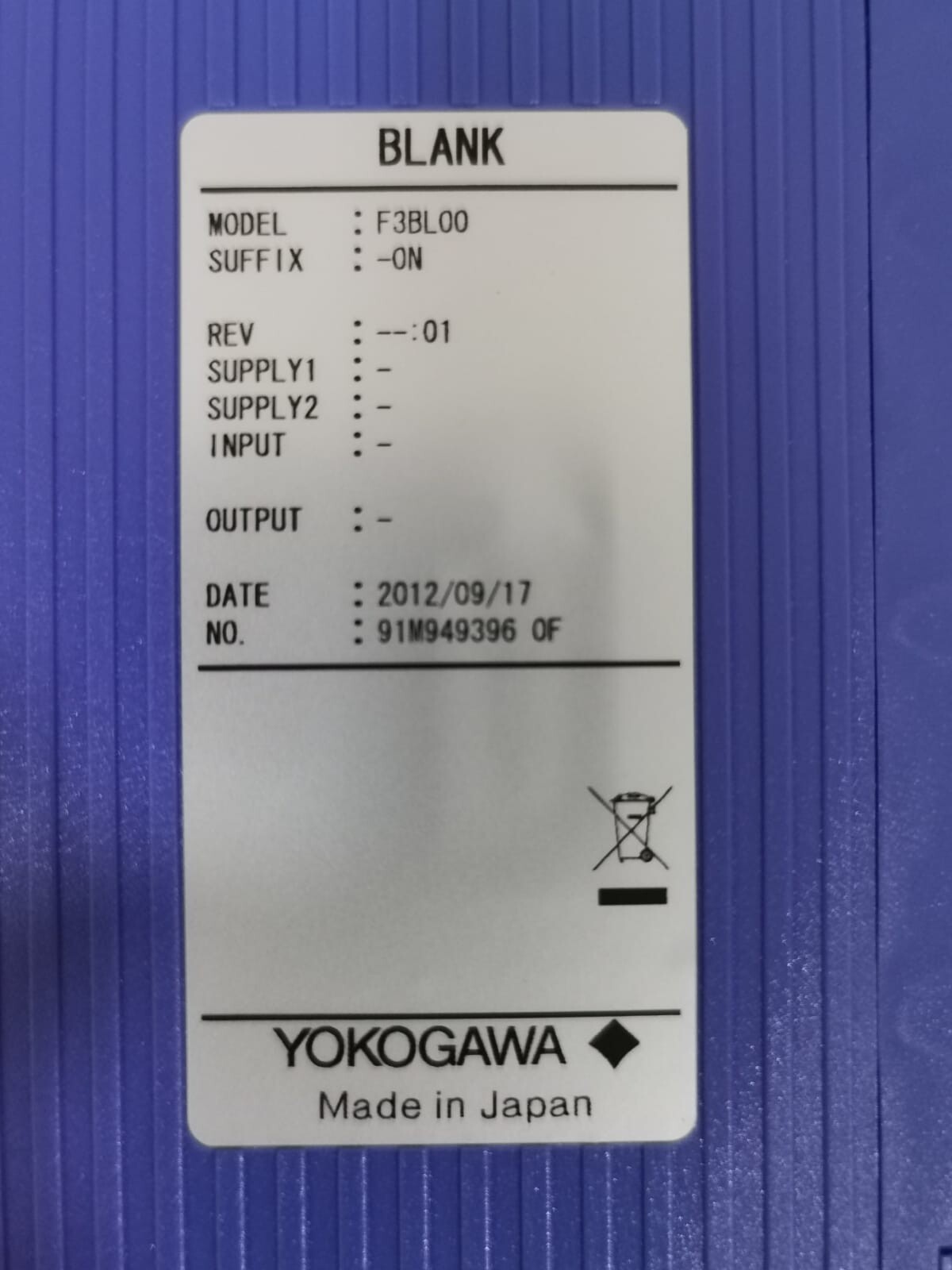YOKOGAWA BLOO-ON YOKOGAWA F3BL00 BLANK BLOO-ON 3