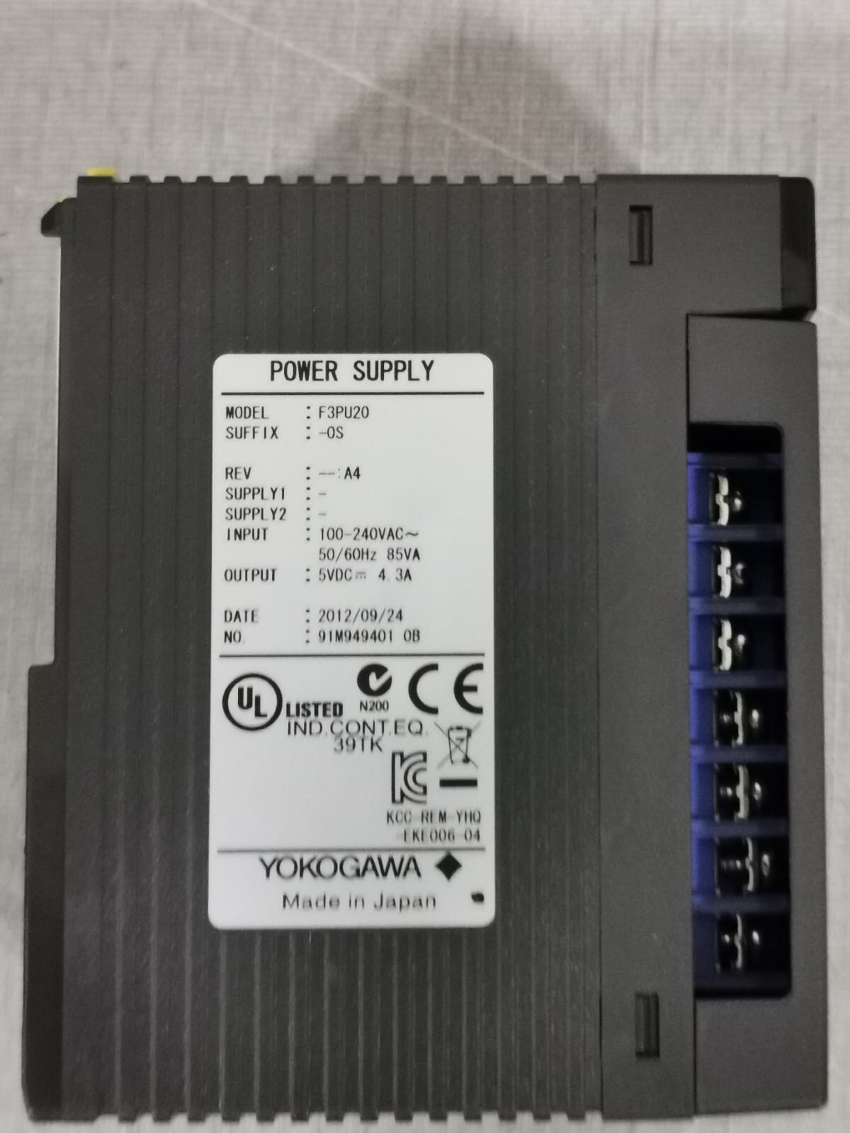 YOKOGAWA PU20-OS YOKOGAWA F3PU20 POWER SUPPLY PU20-OS 2