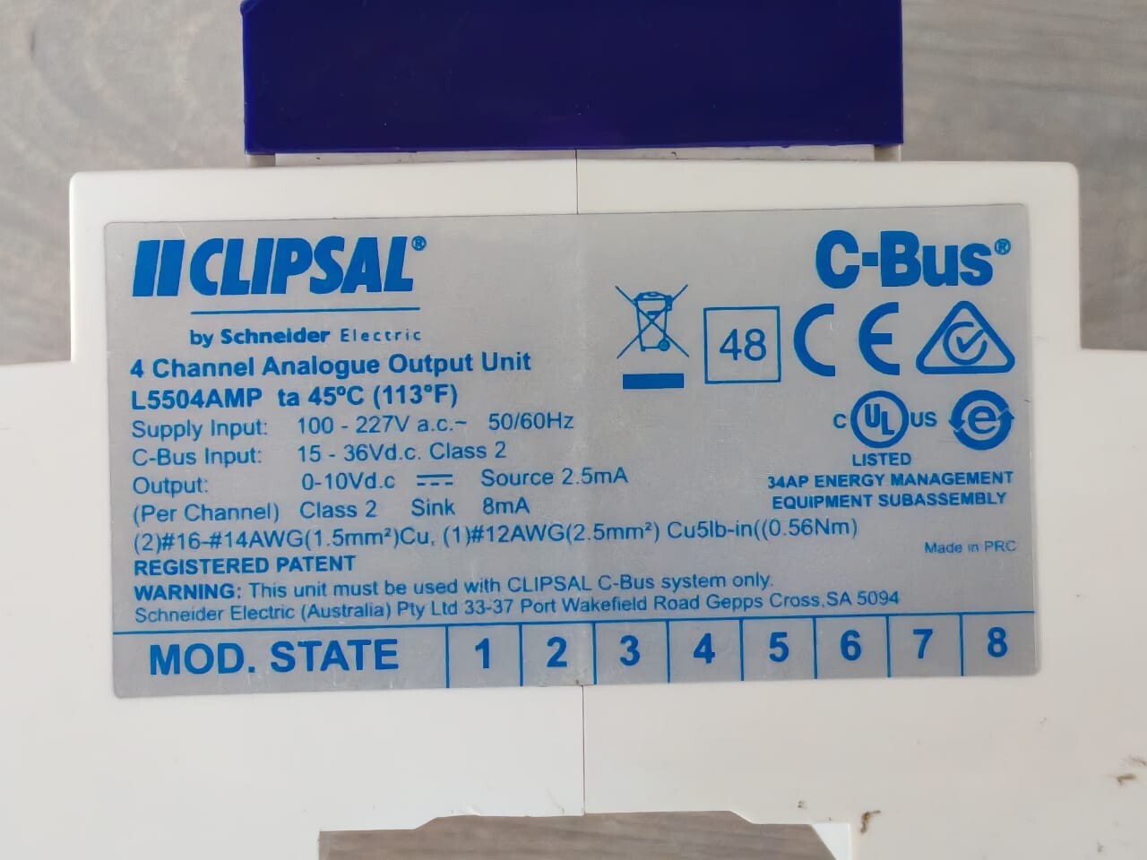 Clipsal L5504AMP L5504AMP Clipsal C-Bus2 4-Channel Analog Output Unit (Mfg. 2020) 3