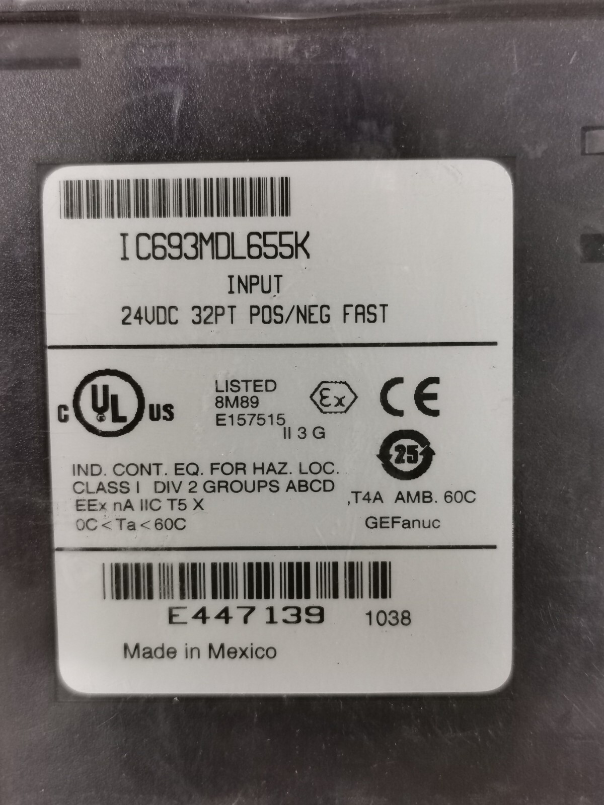 Fanuc IC693MDL655K Fanuc IC693MDL655K INPUT 24VDC 32PT POS/NEG FAST 2