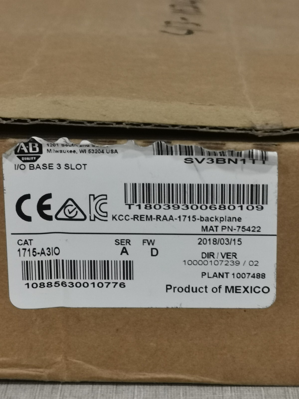 Allen-Bradley 1715-A3IO Allen-Bradley 1715-A3IO Redudant Input/Output Base Unit 6
