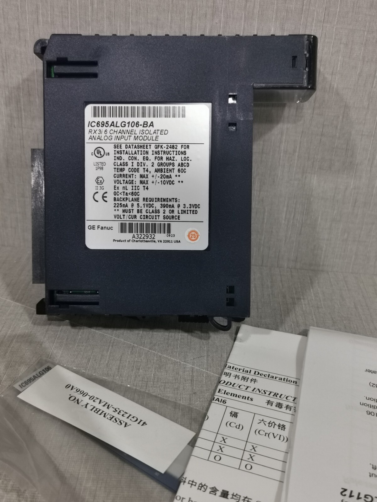GE IC695ALG106-BA GE FANUC IC695ALG106-BA RX3i 6 CHANNEL ISOLATED ANALOG INPUT MODULE 7