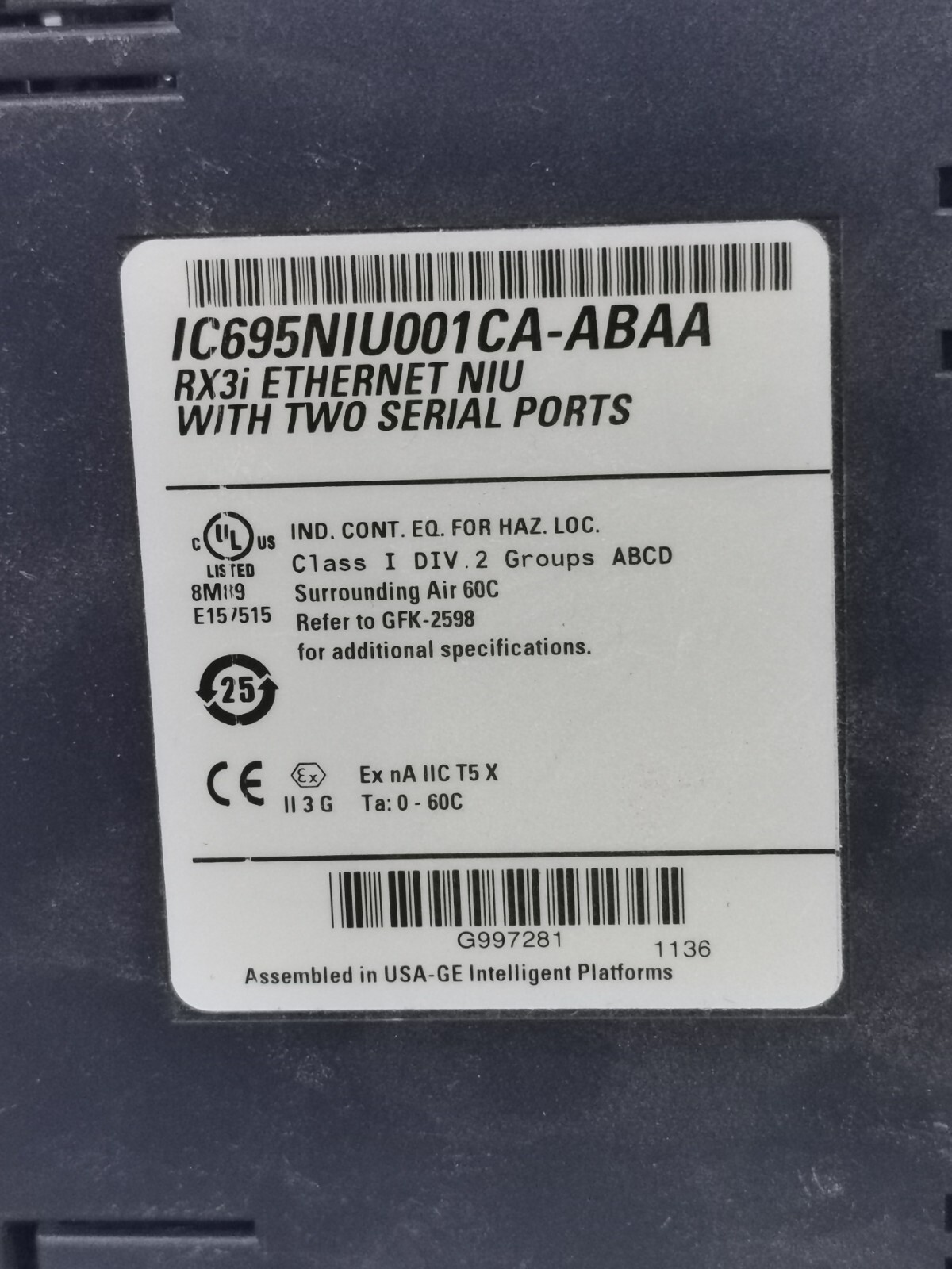 GE Fanuc IC695NIU001CA-ABAA GE FANUC IC695NIU001CA-ABAA RX3i ETHERNET NIU WITH TWO SERIAL PORTS 4