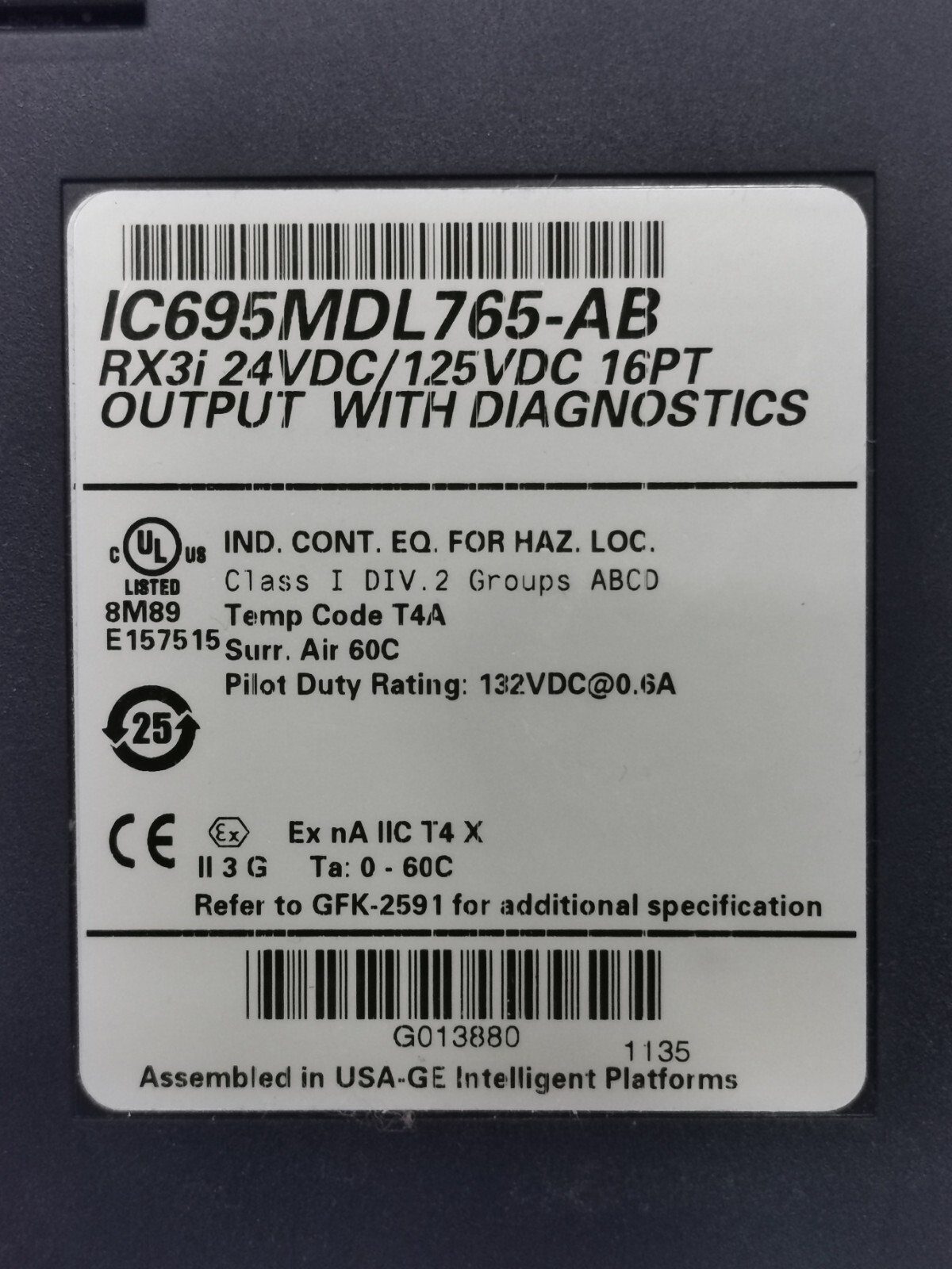 GE Fanuc IC695MDL765-AB GE FANUC IC695MDL765-AB RX3i 24VDC/125VDC 16PT OUTPUT WITH DIAGNOSTICS 3