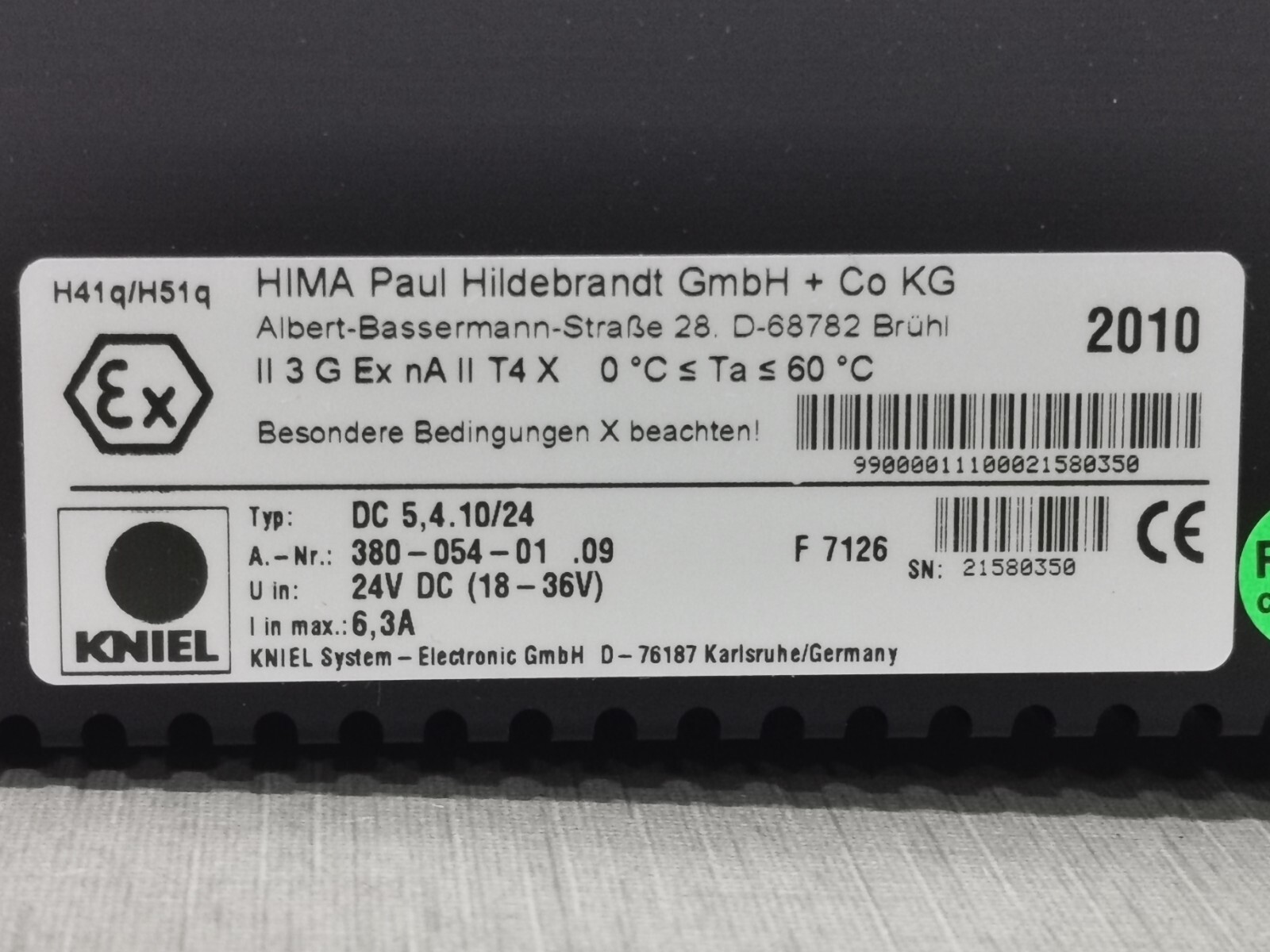 HIMA 99 0000111 REV 00 HIMA F 7126 MODULE 99 0000111 REV 00 24V-/5-,10A- NEW WITH FILTHY BOX 3