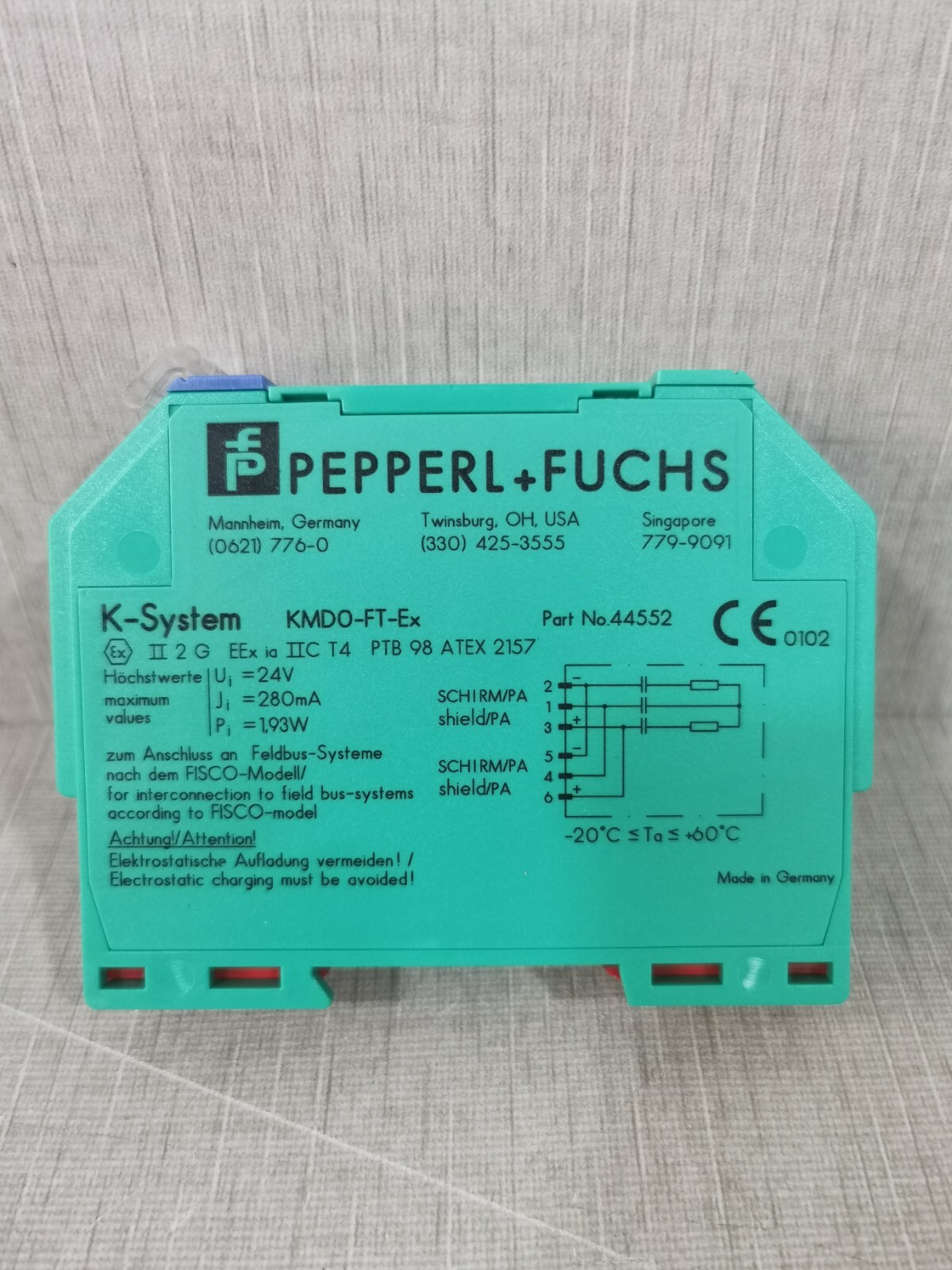 PEPPERL+FUCHS 44552 PEPPERL+FUCHS KMDO-FT-Ex P/N 44552 TERMINATION RESISTOR- WITH FILTY BOX 3
