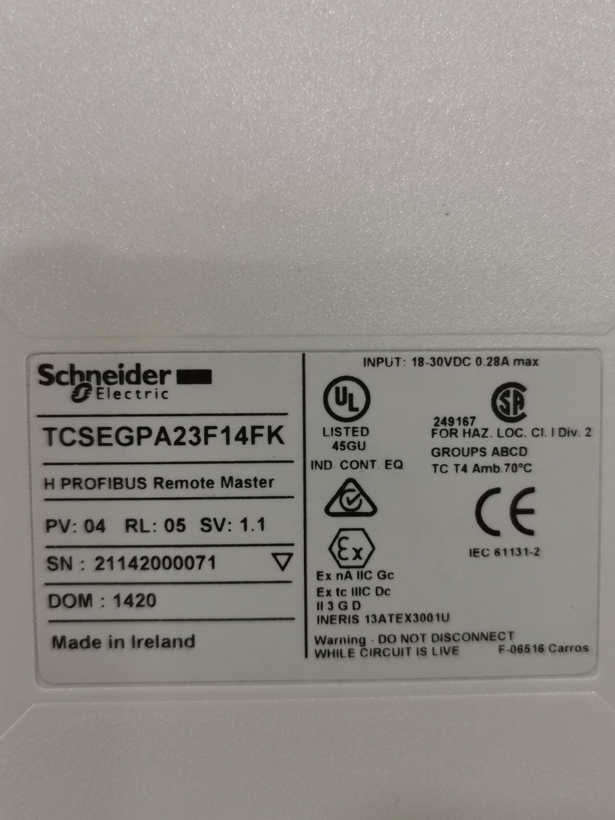 Schneider Electric TCSEGPA23F14FK Schneider Electric TCSEGPA23F14FK Prifibus Remote Master 3