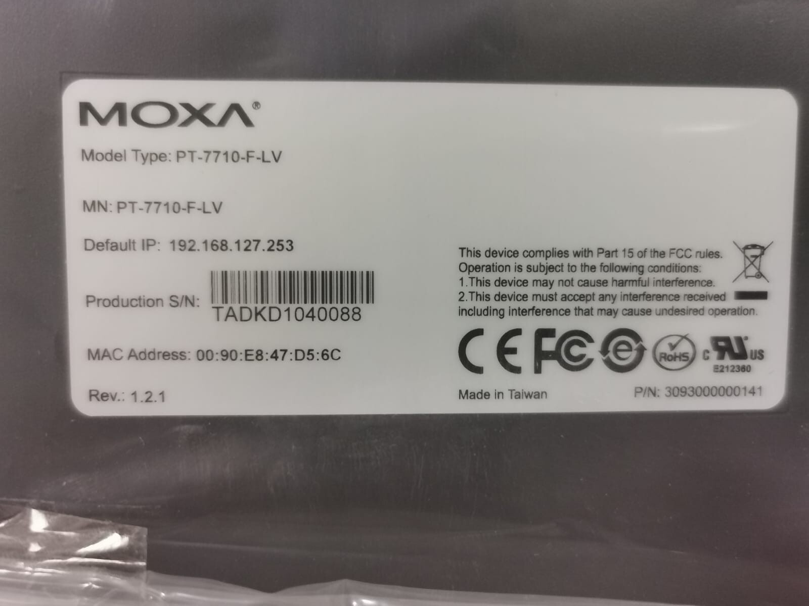 Moxa PT-7710-F-LV MOXA PT-7710-F-LV REV.1.2.1 MODULAR SWITCH 5