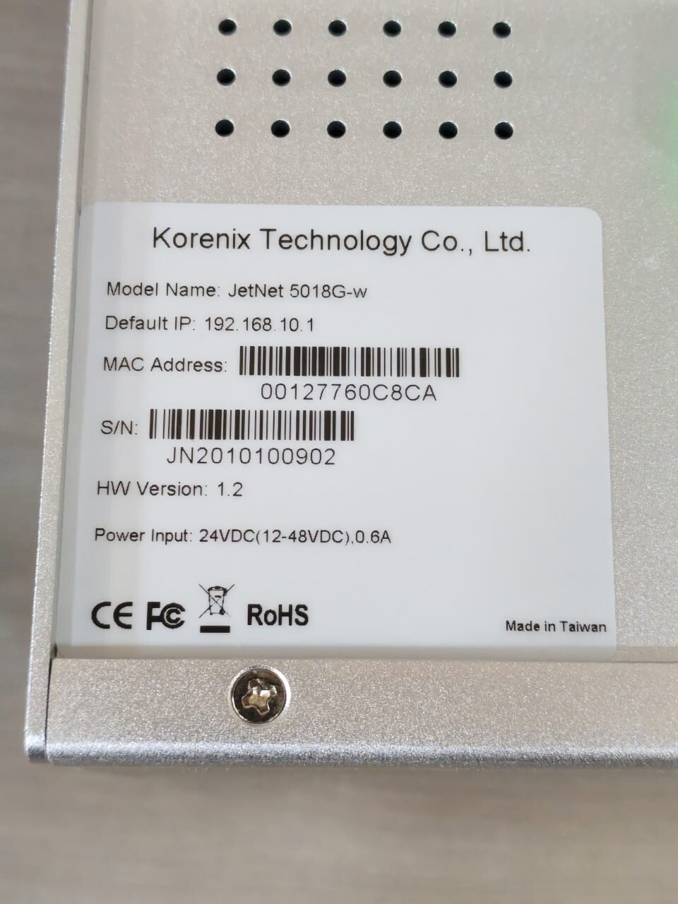 Korenix JetNet 5018G-w KORENIX JETNET 5018G-W COMPACT ETHERNET SWITCH HW VER.1.2 7