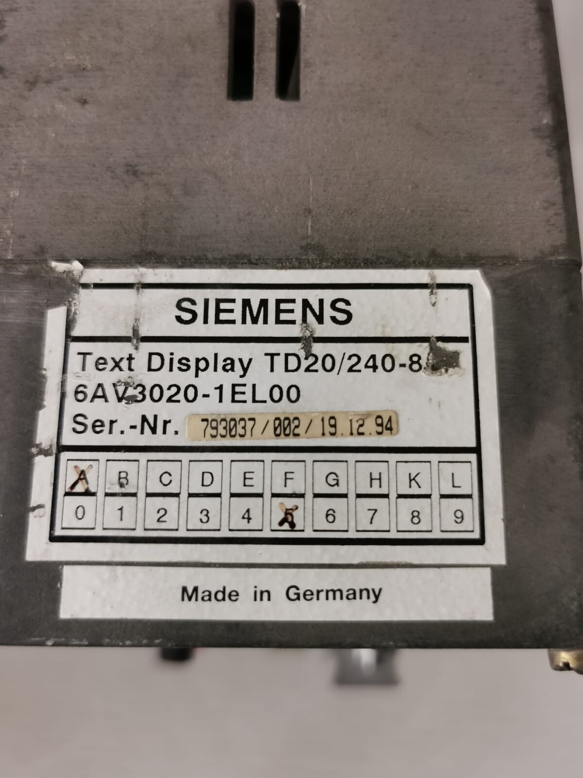 Siemens 6AV3020-1EL00 SIEMENS TD20/240-8 TEXT DISPLAY 6AV3020-1EL00 8