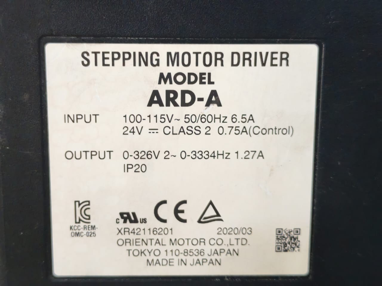 Oriental Motor ARD-A ORIENTAL MOTOR ARD-A STEPPING MOTOR DRIVER CONTROLLER 100-115V 6