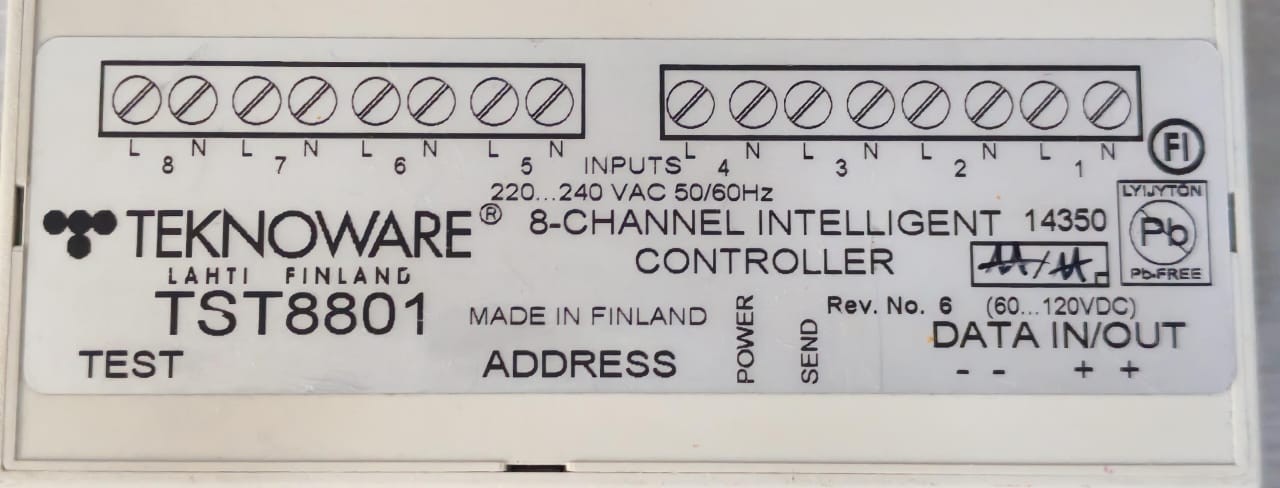 TEKNOWARE TST8801 TEKNOWARE TST8801 / 8- CHANNEL INTELLIGENT CONTROLLER 220.240VAC 4