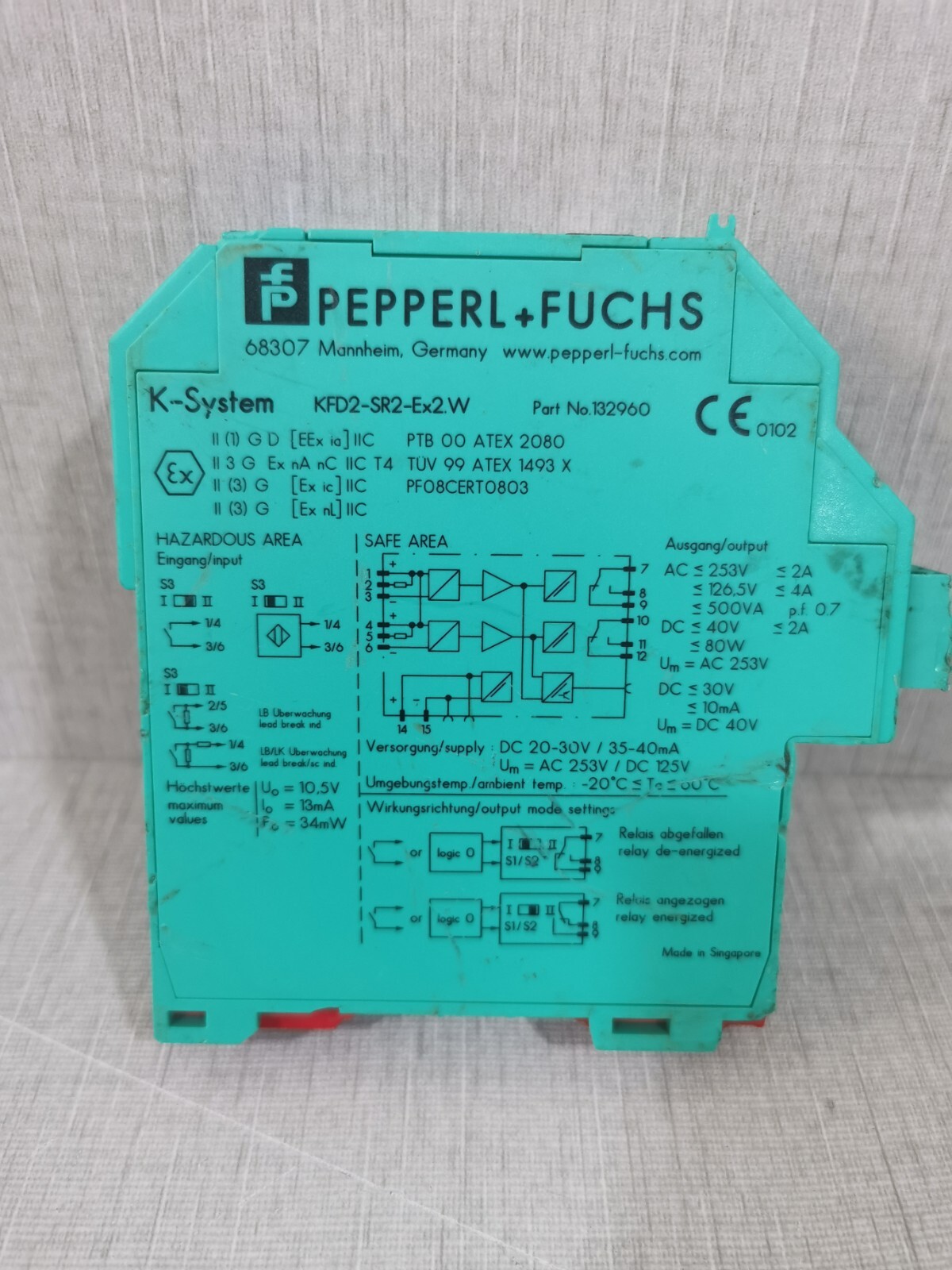 Pepperl+Fuchs KFD2-SR2-EX2.W PEPPERL+FUCHS KFD2-SR2-Ex2.W Part No. 132960 2