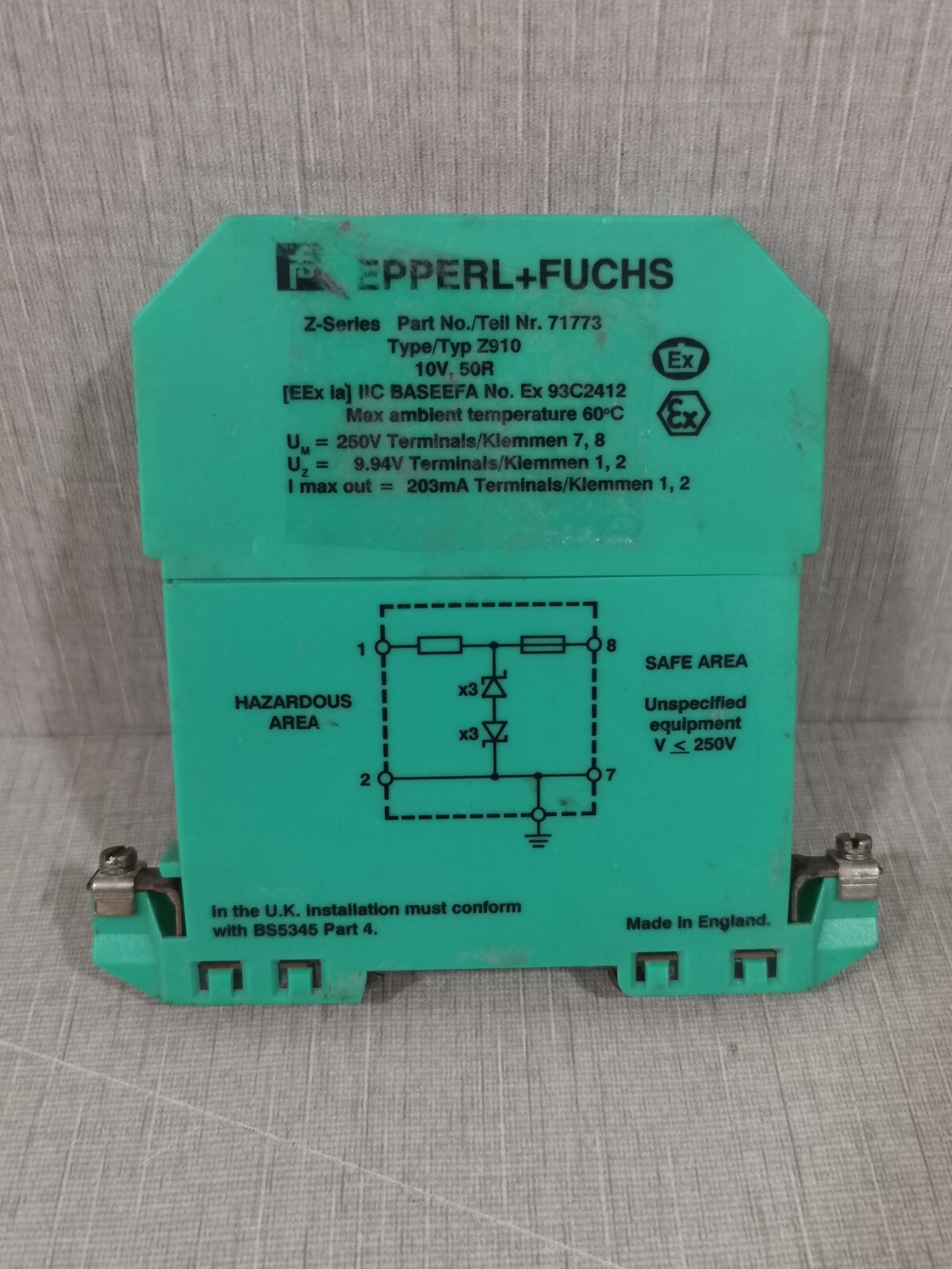 Pepperl+Fuchs Z910 PEPPERL+FUCHS Z-Series Part No. Tell Nr. 71773 Type Z910 2