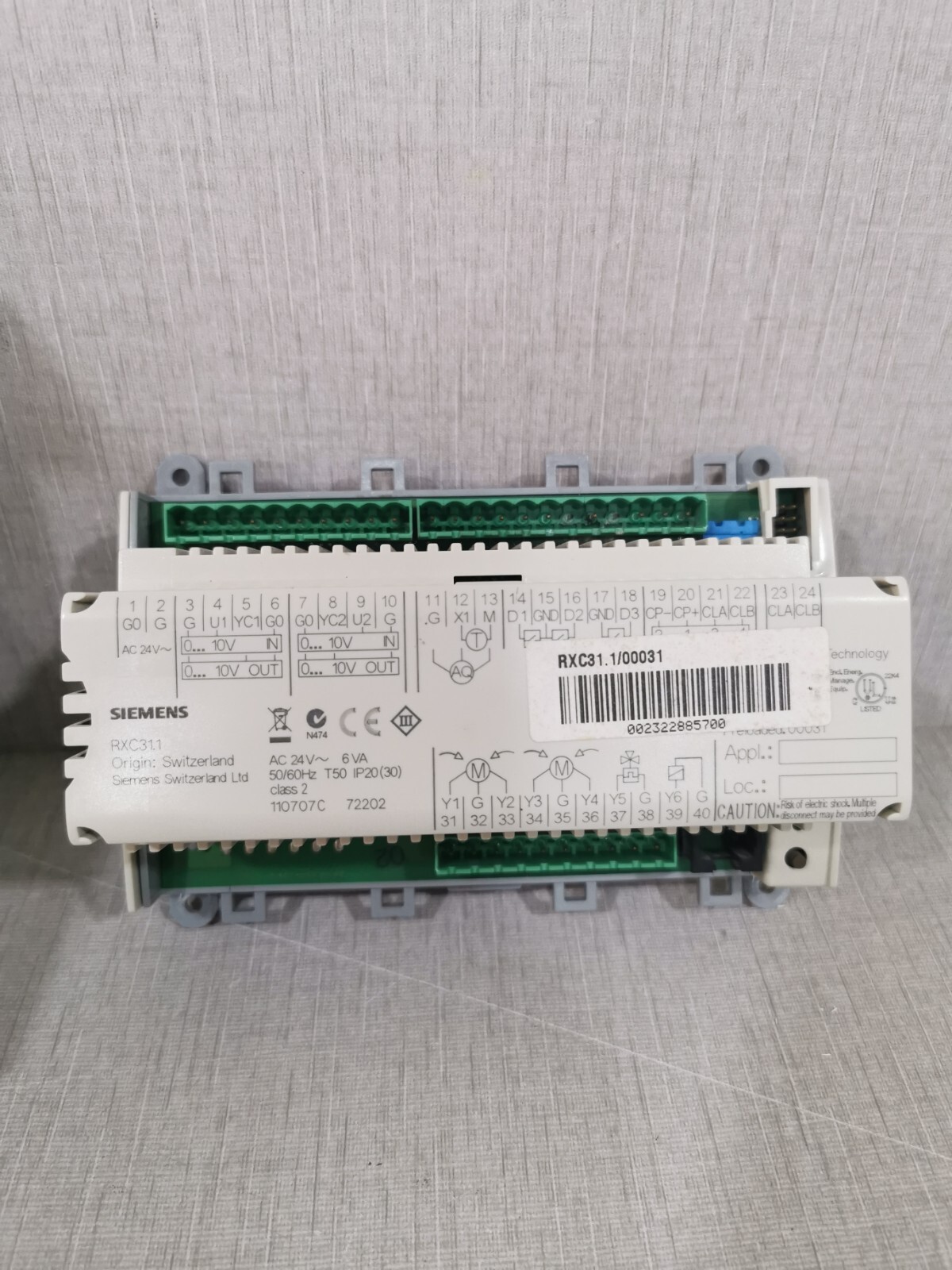 Siemens RXC31.1/00031 SIEMENS RXC31.1/00031 BUILDING AUTOMATION 24V 50/60Hz 3