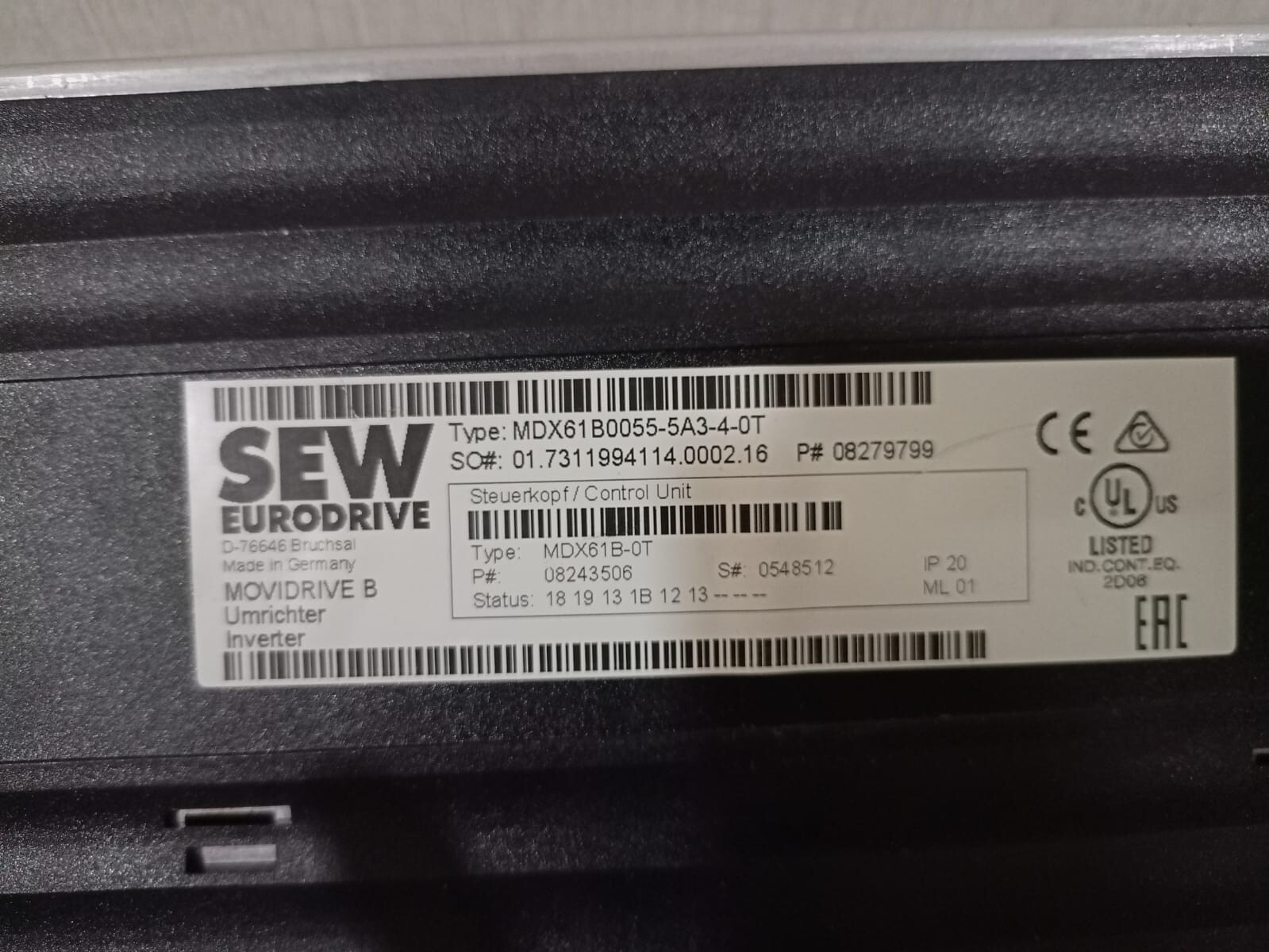 SEW Eurodrive MDX61B0055-5A3-4-0T SEW EURODRIVE MDX61B0055-5A3-4-0T SERVO MDX61B-0T 2