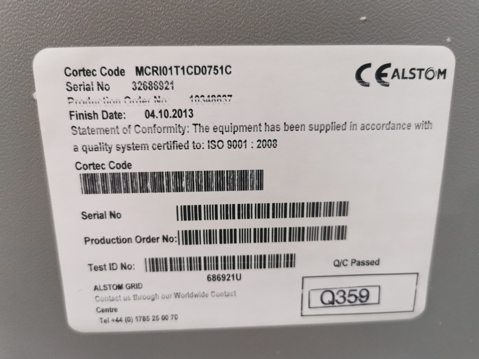 Alstom MCRI01T1CD0751C ALSTOM MCRI01T1CD0751C OVER CURRENT RELAY 2