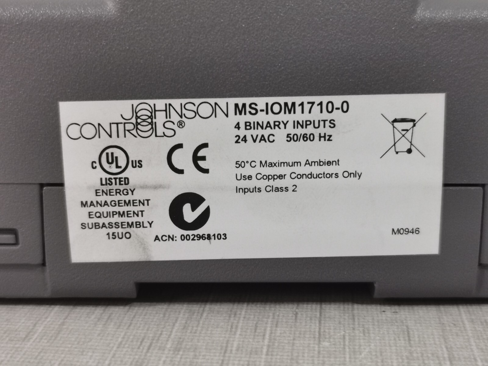 Johnson Controls MS-IOM1710-0 JOHNSON CONTROLS MS-IOM1710-0 MODULE 2