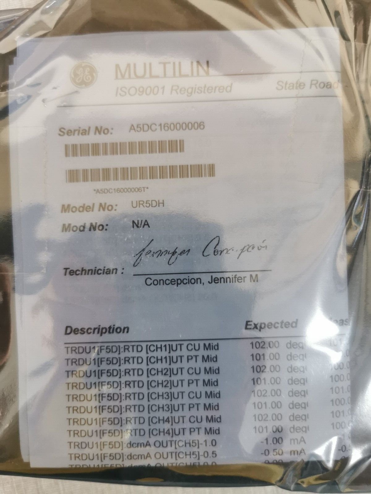 GE UR5DH GE MULTILIN UR5DH TRANSDUCER I/O MODULE 3