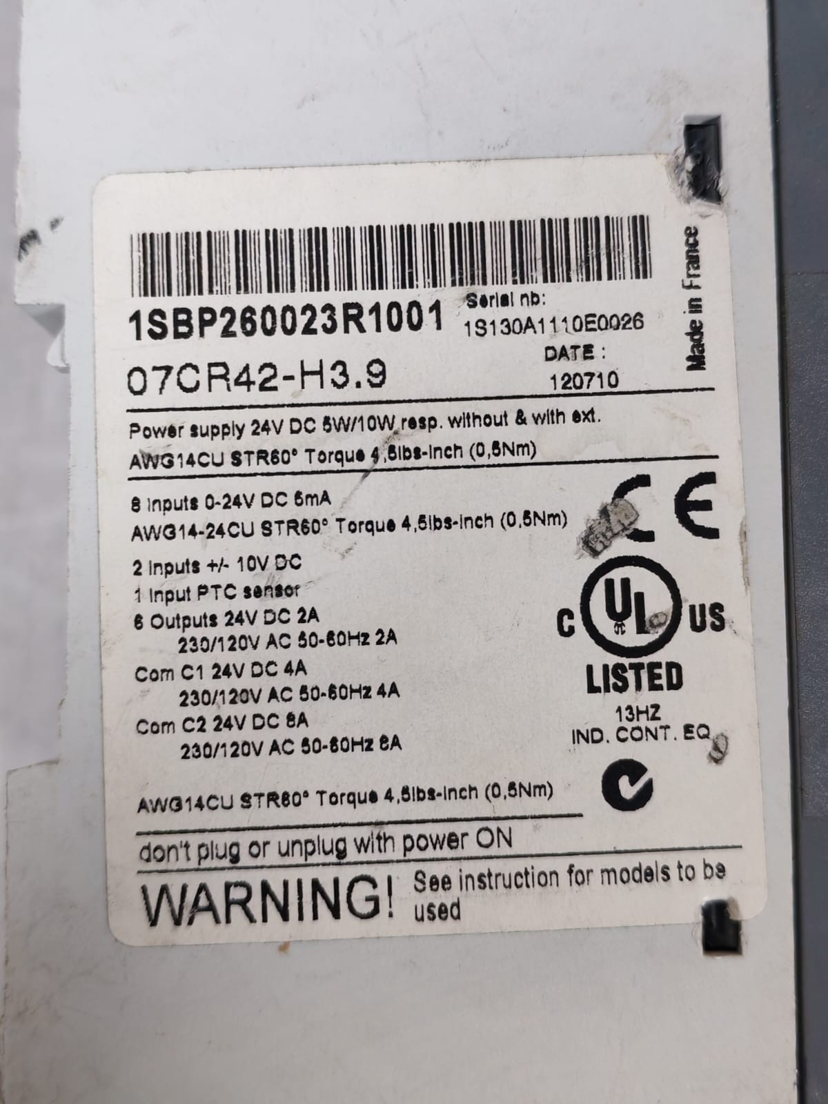 ABB 1SBP260023R1001 ABB 07CR42-H3.9 MODULE 1SBP260023R1001 4