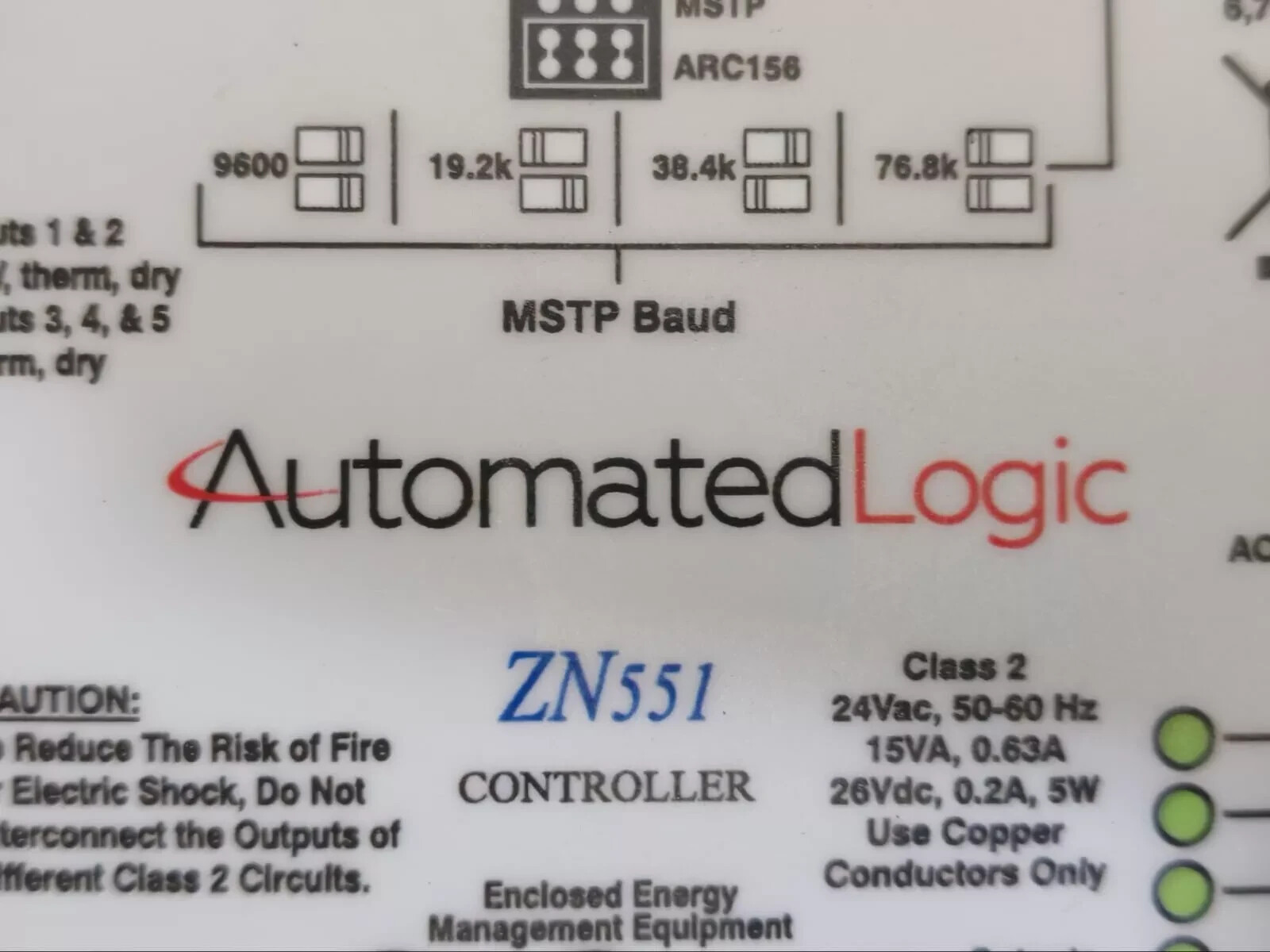 BACnet ZN551 BACnet AUTOMATEDLOGIC ZN551 CONTROLLER MODULE 6