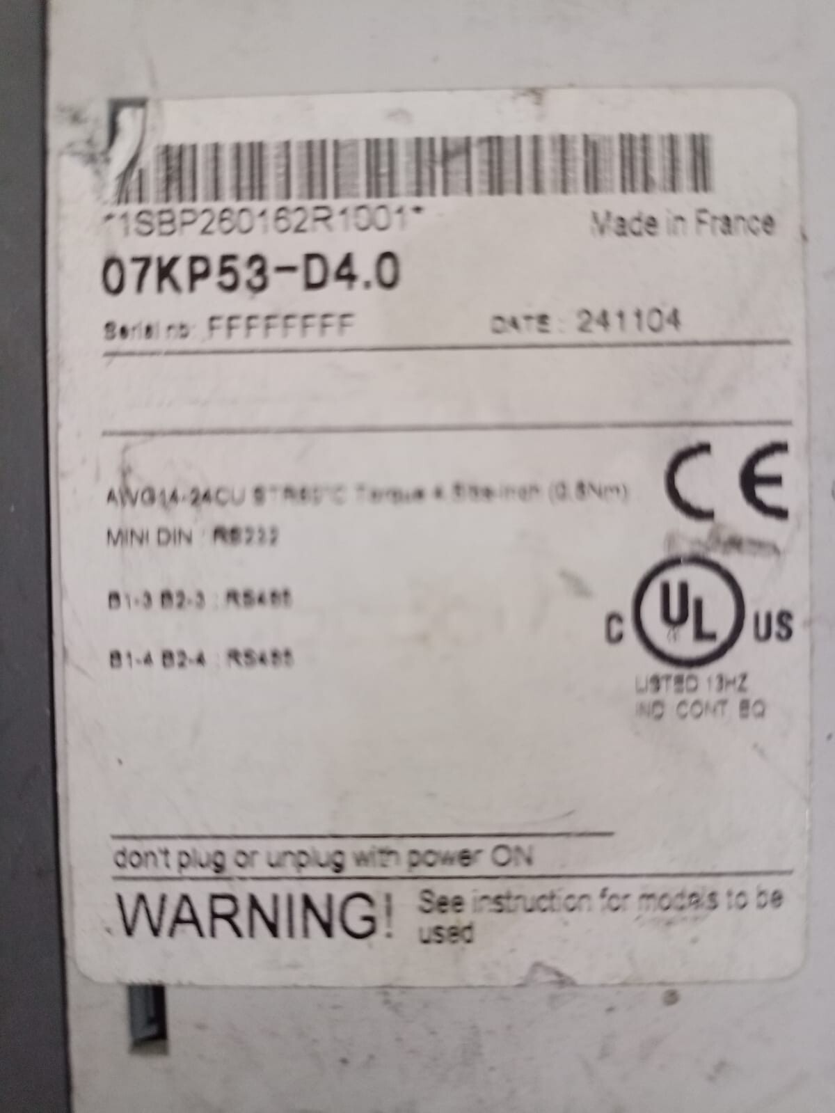 ABB 07KP53-D4.0 1SBP260162R1001 ABB 07KP53 MODULE 07KP53-D4.0 1SBP260162R1001 2