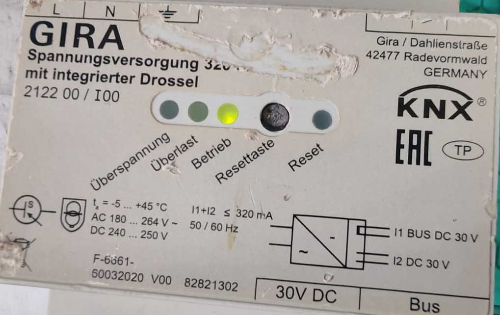 GIRA 2122 00 / I00 Power Supply 320mA